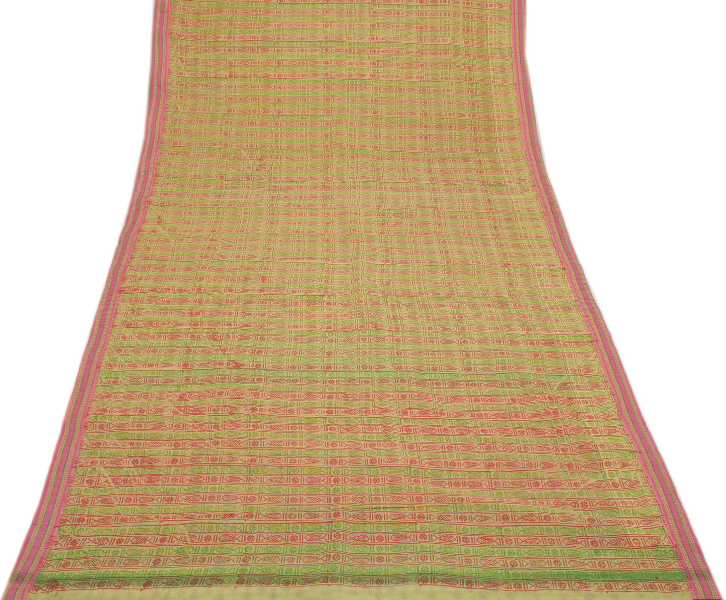 Sushila Vintage Indian Saree 100% Pure Cotton Printed Craft Sari 5 Yard Fabric