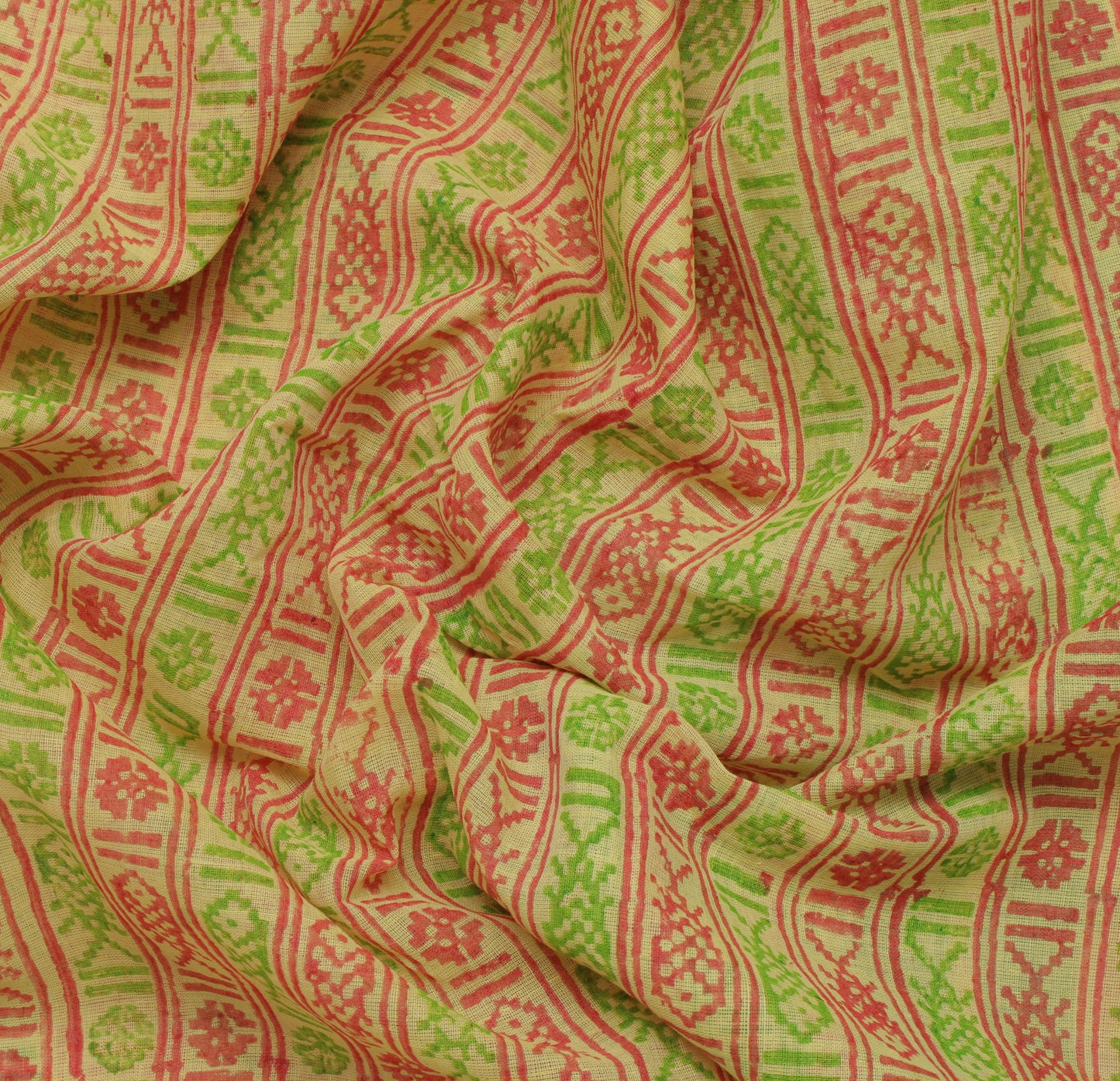 Sushila Vintage Indian Saree 100% Pure Cotton Printed Craft Sari 5 Yard Fabric