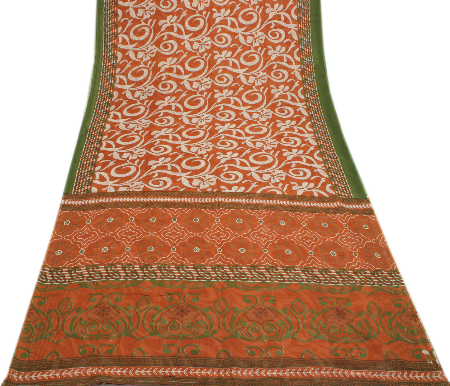 Sushila Vintage Brown Saree 100% Pure Cotton Printed Floral Soft Craft Fabric