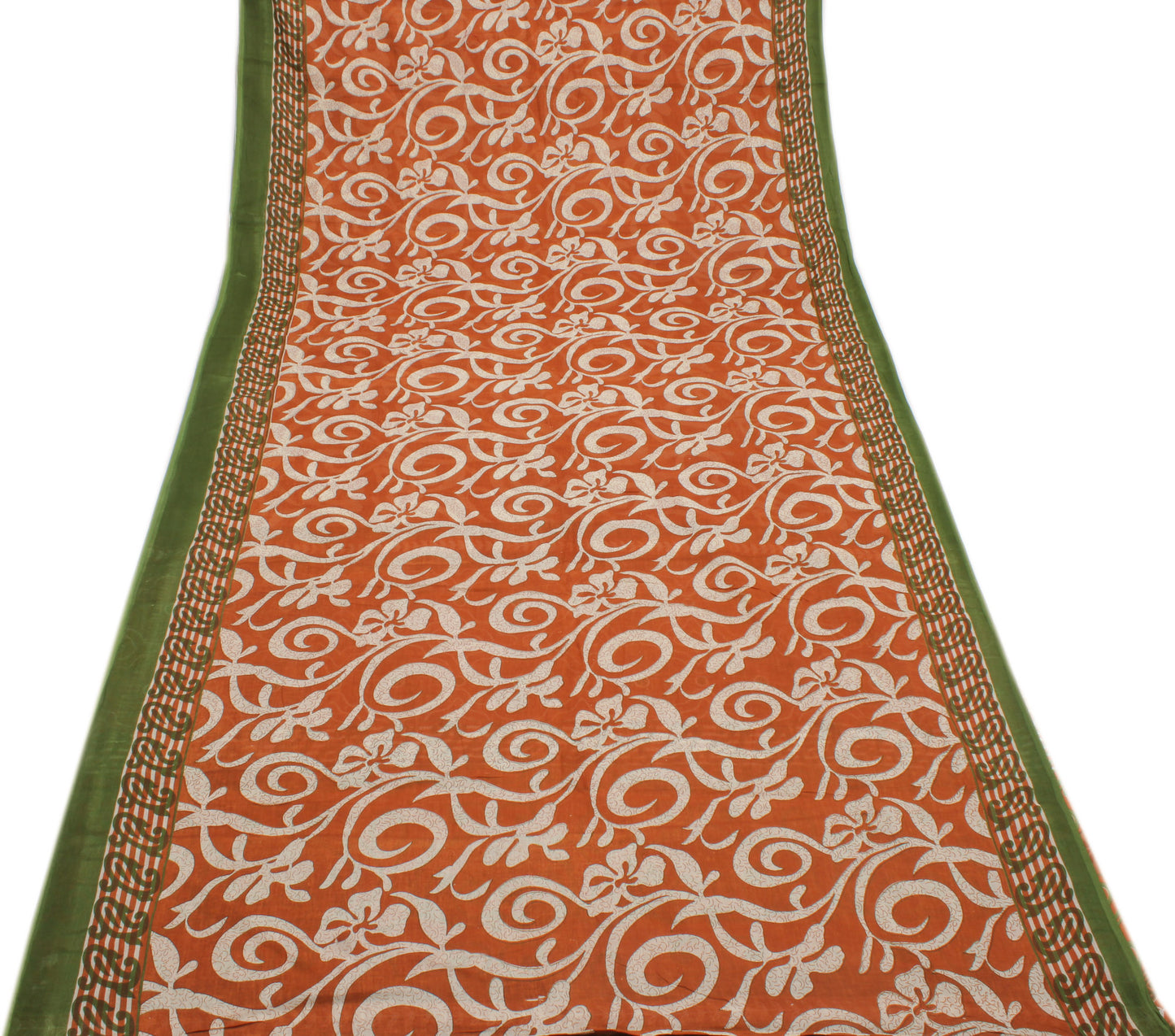 Sushila Vintage Brown Saree 100% Pure Cotton Printed Floral Soft Craft Fabric