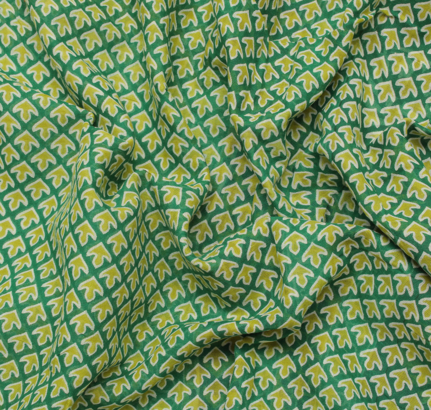 Sushila Vintage Green Saree 100% Pure Cotton Printed Soft Craft 5 Yard Fabric