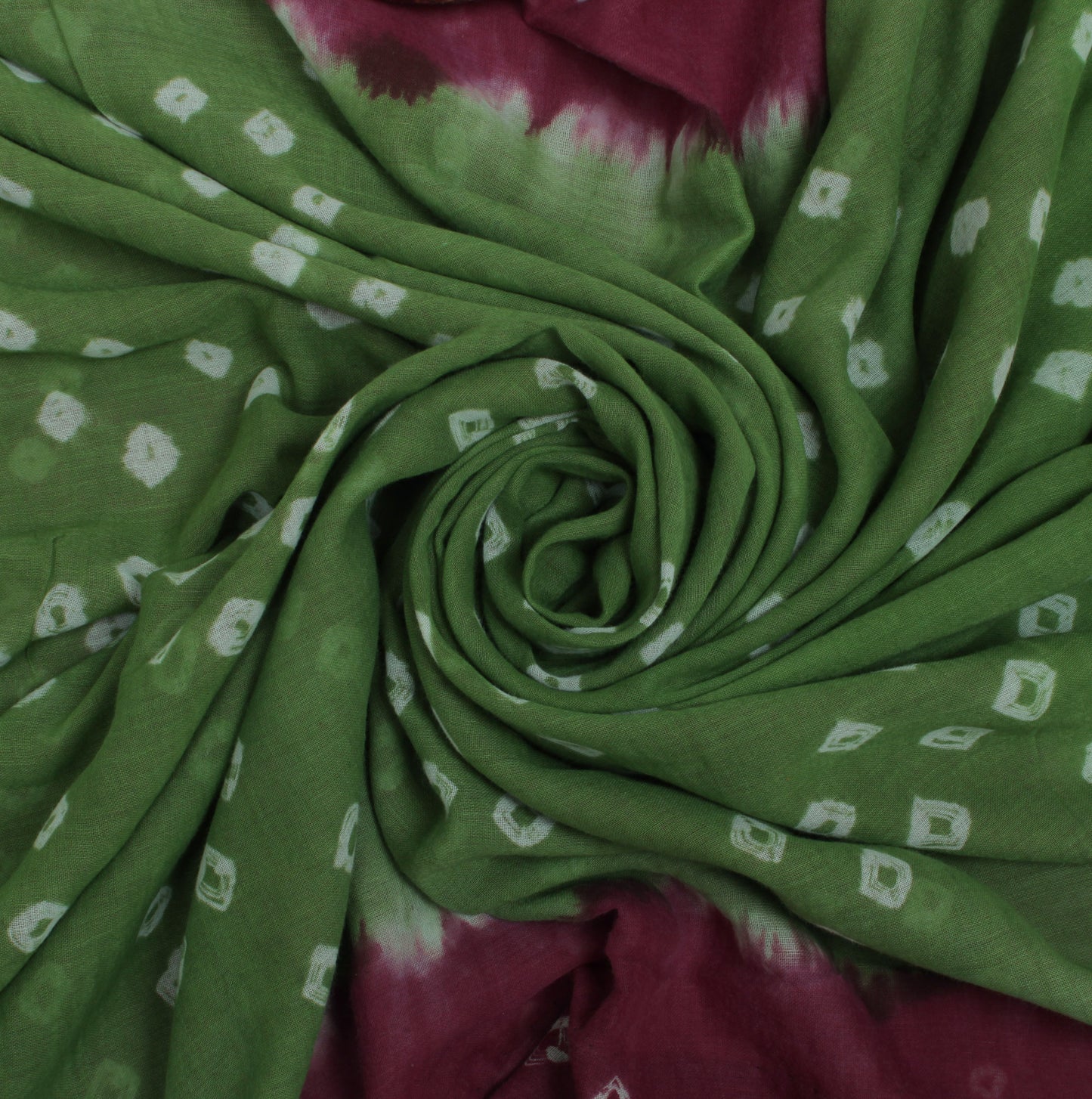 Sushila Vintage Green Saree 100% Pure Cotton Bandhani Printed Soft Craft Fabric