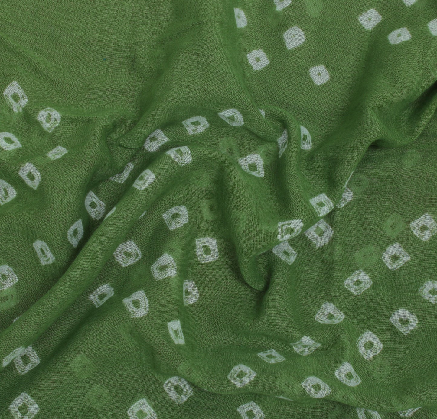 Sushila Vintage Green Saree 100% Pure Cotton Bandhani Printed Soft Craft Fabric