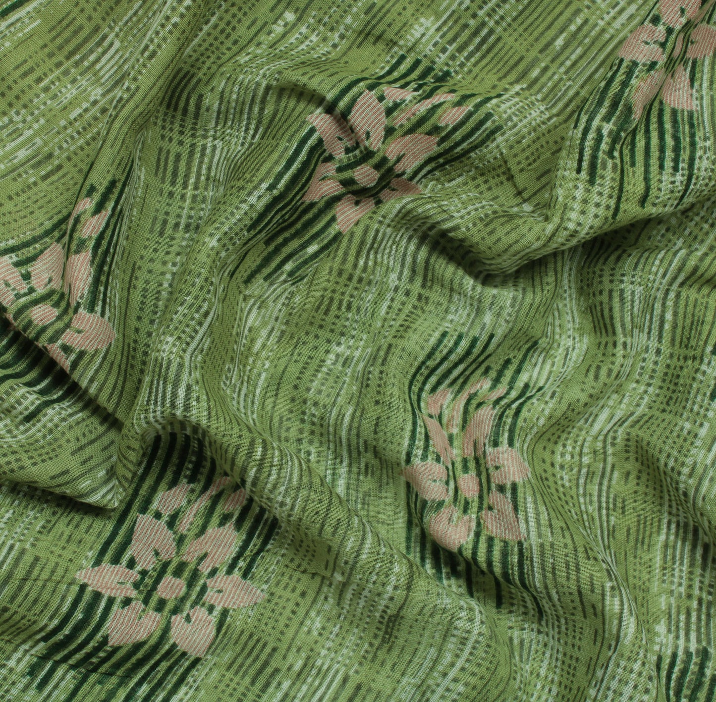 Sushila Vintage Green Saree 100% Pure Cotton Printed Floral Soft Craft Fabric