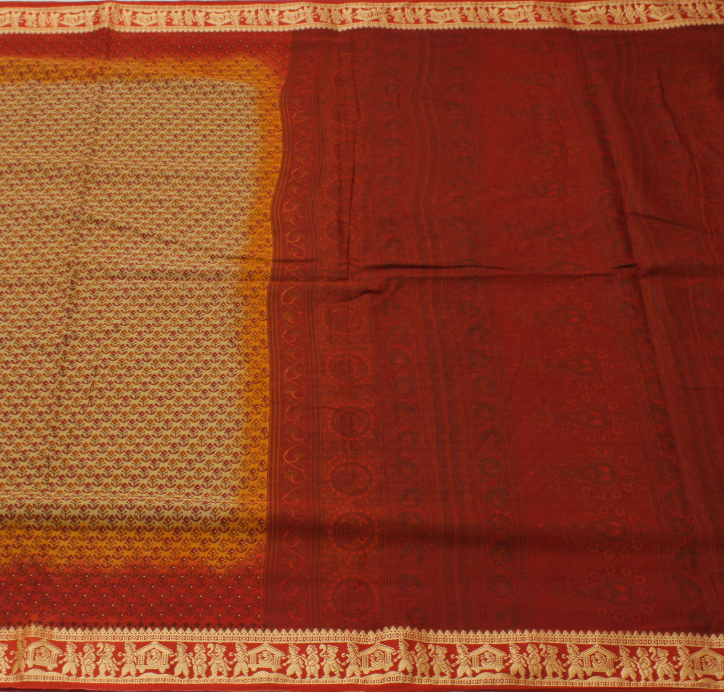 Sushila Vintage Brown Saree 100% Pure Cotton Printed Floral Soft Craft Fabric