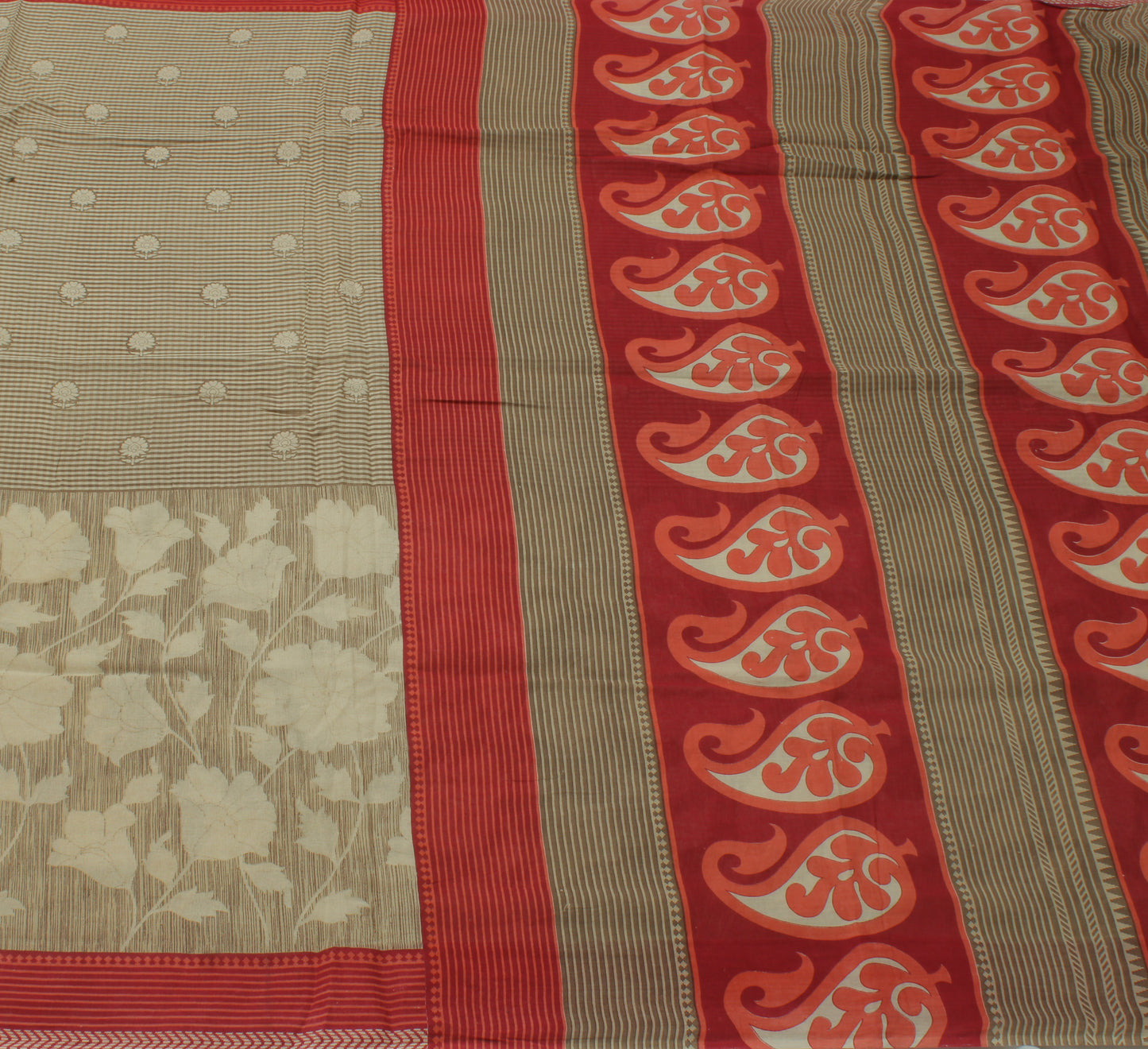 Sushila Vintage Indian Saree 100% Pure Cotton Printed Floral Soft Craft Fabric