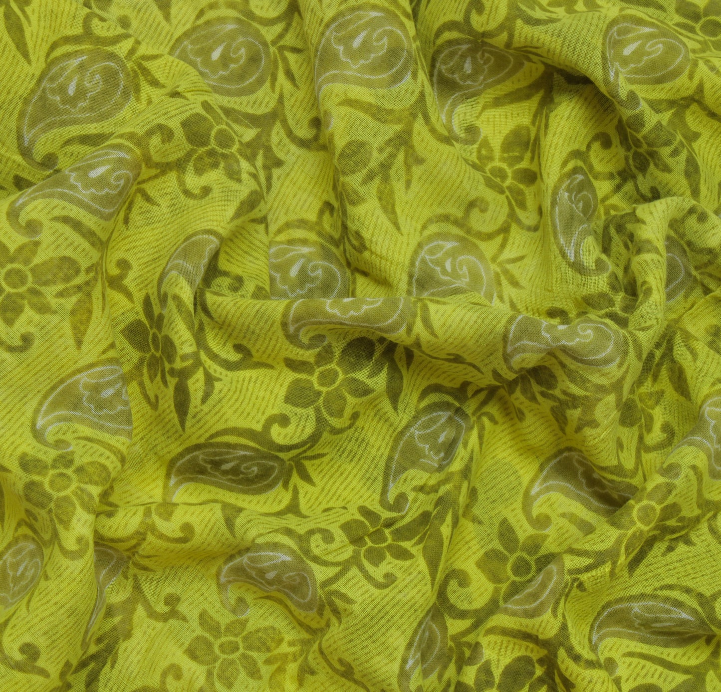 Sushila Vintage Green Saree 100% Pure Cotton Printed Floral Soft Craft Fabric