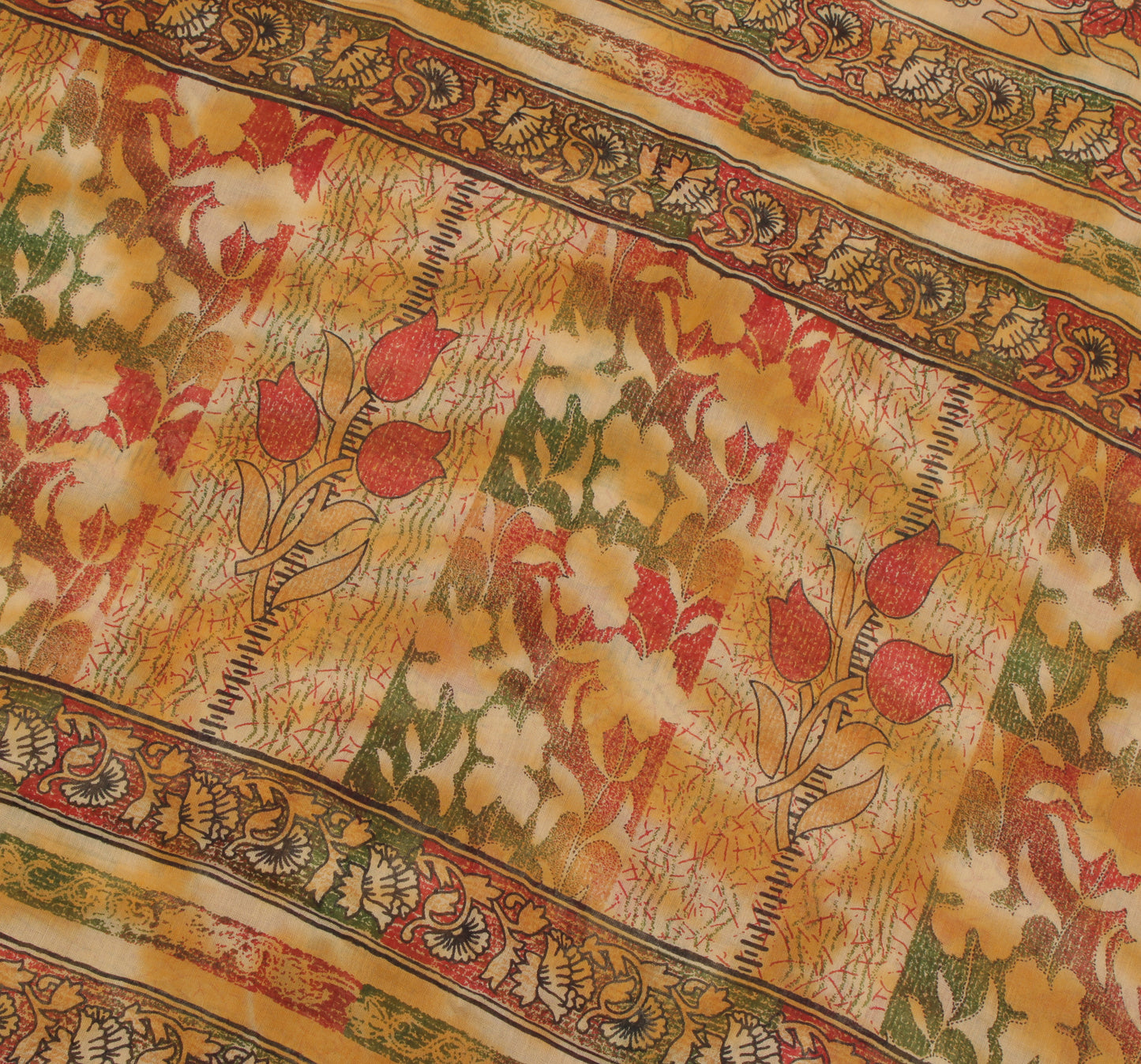 Sushila Vintage Brown Saree 100% Pure Cotton Printed Floral Soft Craft Fabric