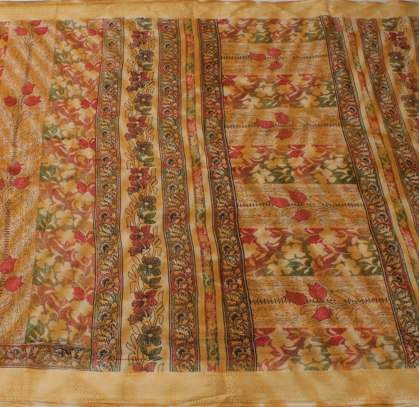 Sushila Vintage Brown Saree 100% Pure Cotton Printed Floral Soft Craft Fabric