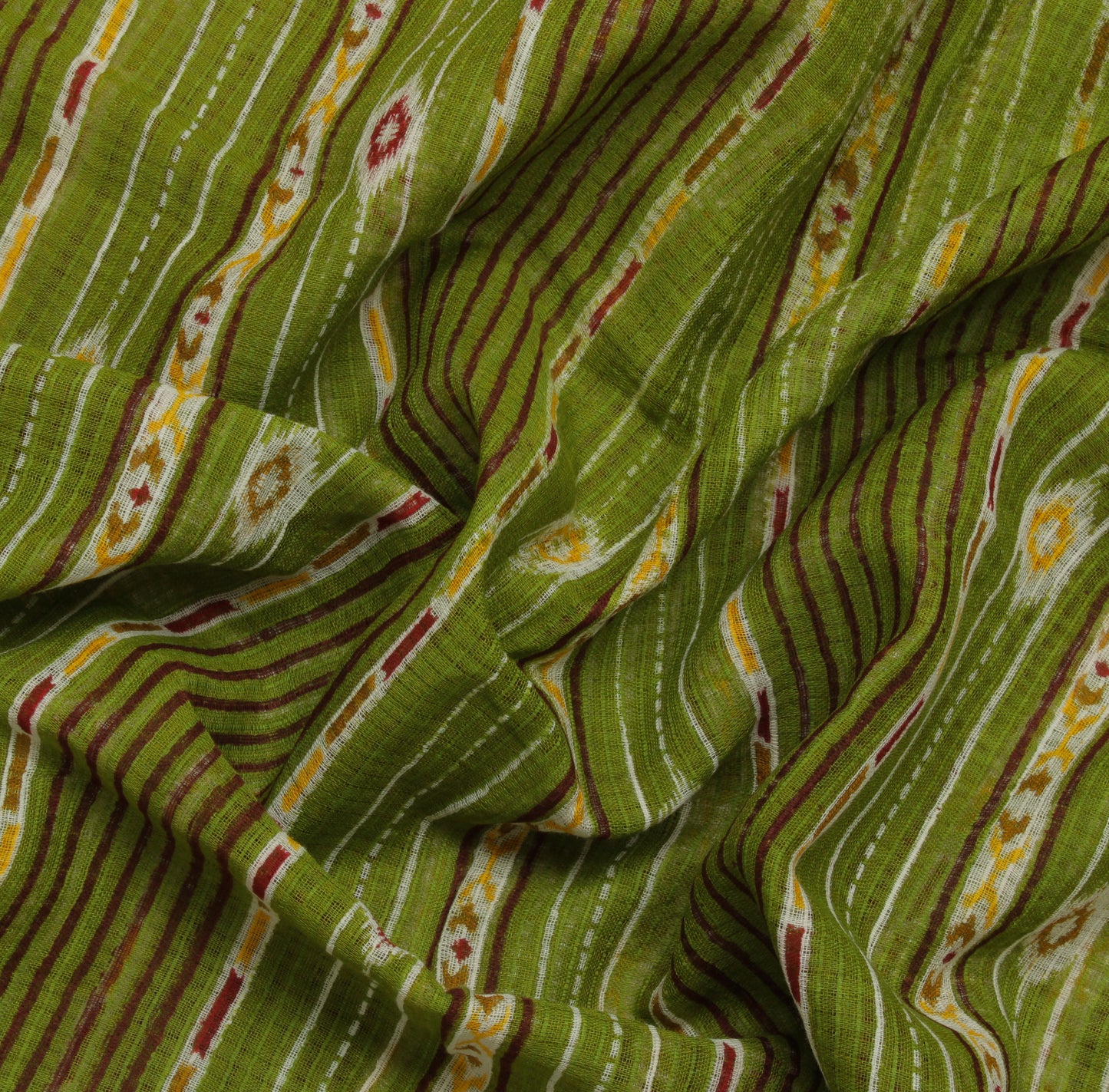 Sushila Vintage Green Indian Saree 100% Pure Cotton Printed Soft Craft Fabric