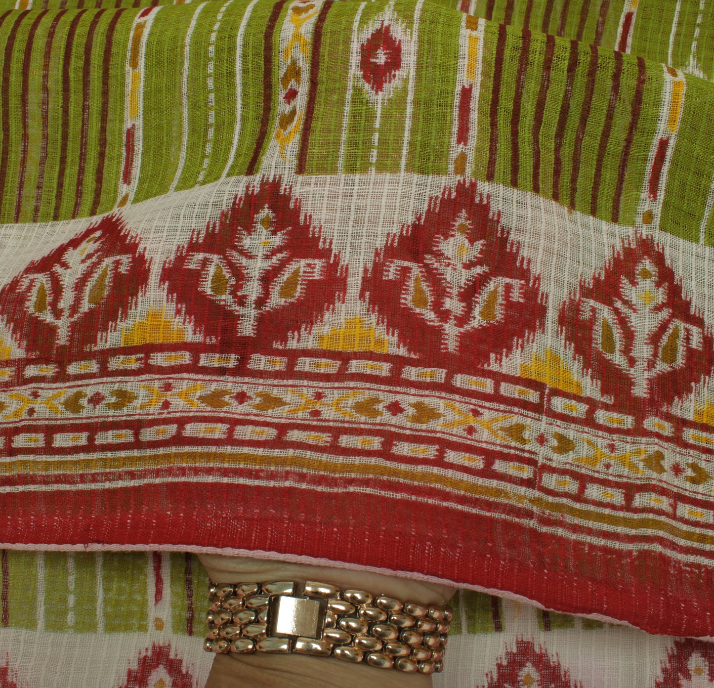 Sushila Vintage Green Indian Saree 100% Pure Cotton Printed Soft Craft Fabric