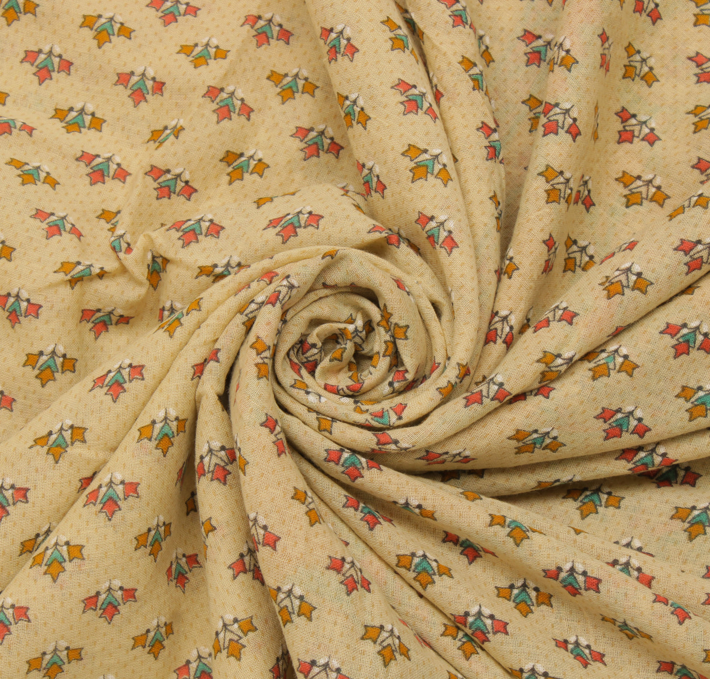 Sushila Vintage Cream Saree 100% Pure Cotton Printed Floral Soft Craft Fabric