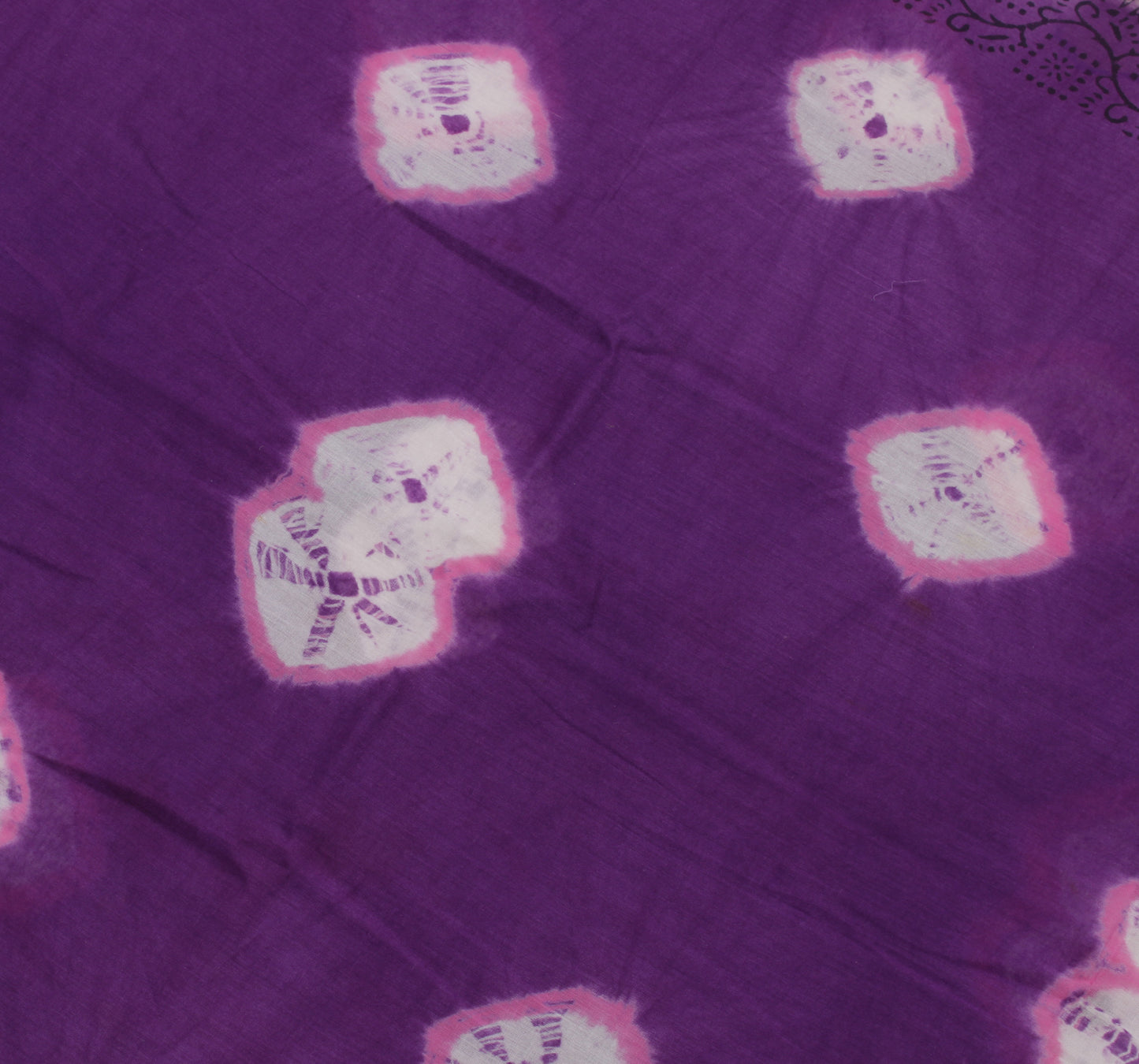 Sushila Vintage Purple Indian Saree 100% Pure Cotton Printed Soft Craft Fabric