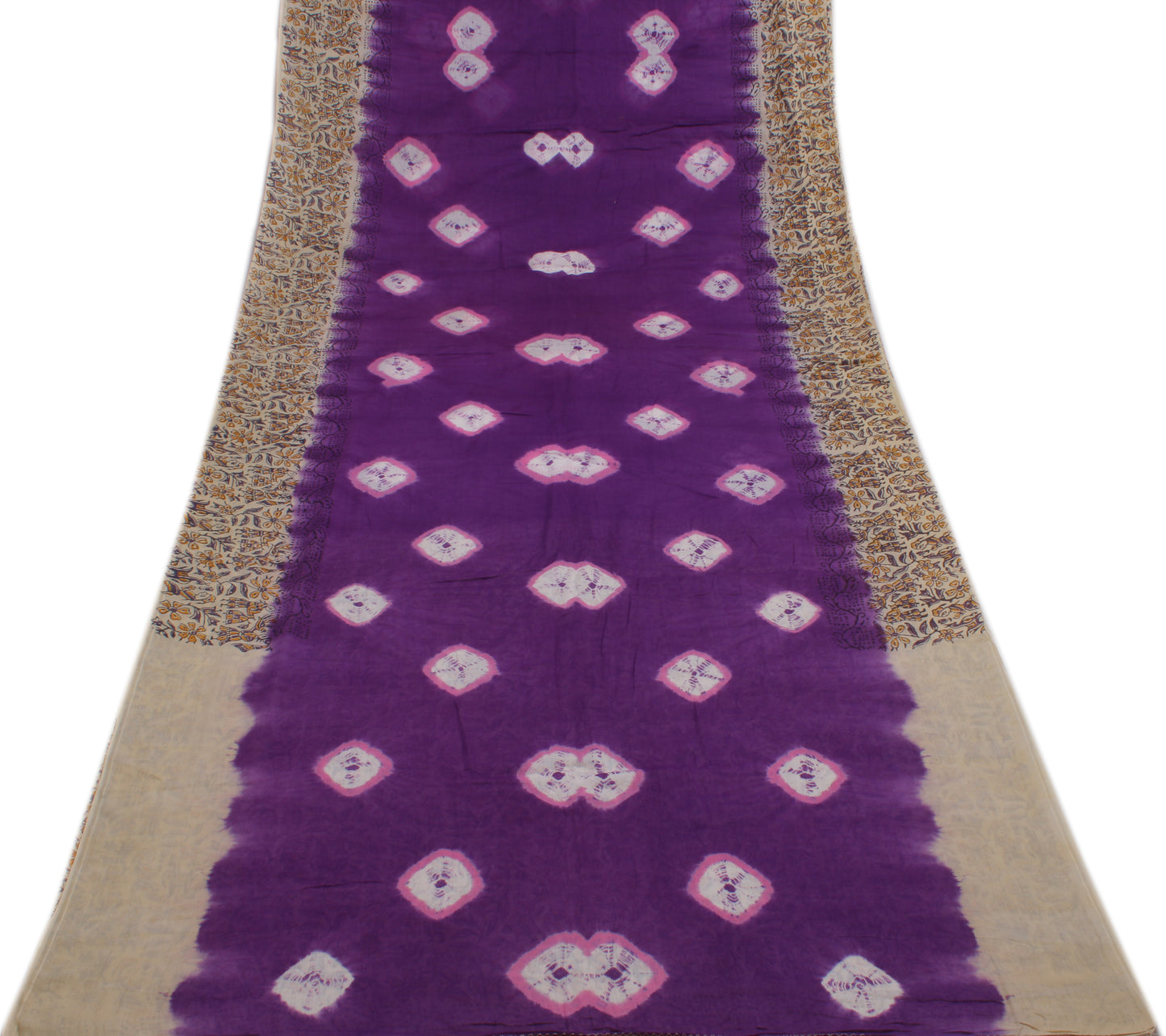 Sushila Vintage Purple Indian Saree 100% Pure Cotton Printed Soft Craft Fabric