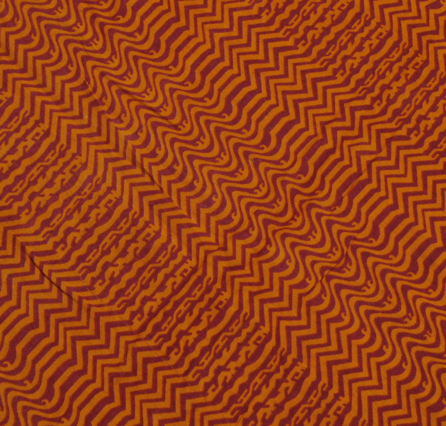 Sushila Vintage Mustard Sari 100% Pure Cotton Printed Zig-Zag Soft Craft Fabric