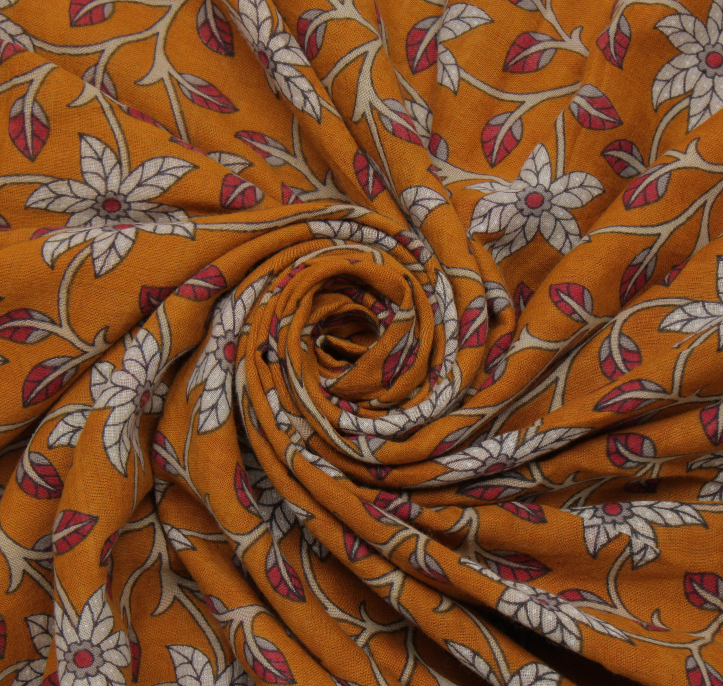 Sushila Vintage Mustard Saree 100% Pure Cotton Printed Floral Soft Craft Fabric