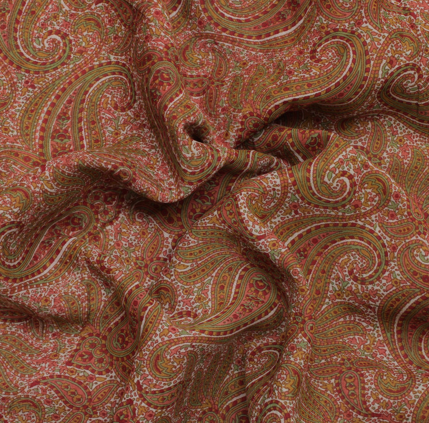 Sushila Vintage Cream Saree 100% Pure Cotton Printed Paisley Soft Craft Fabric