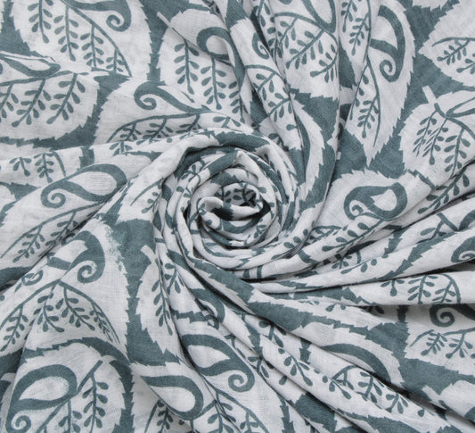 Sushila Vintage Gray Saree 100% Pure Cotton Printed Floral Soft Craft Fabric