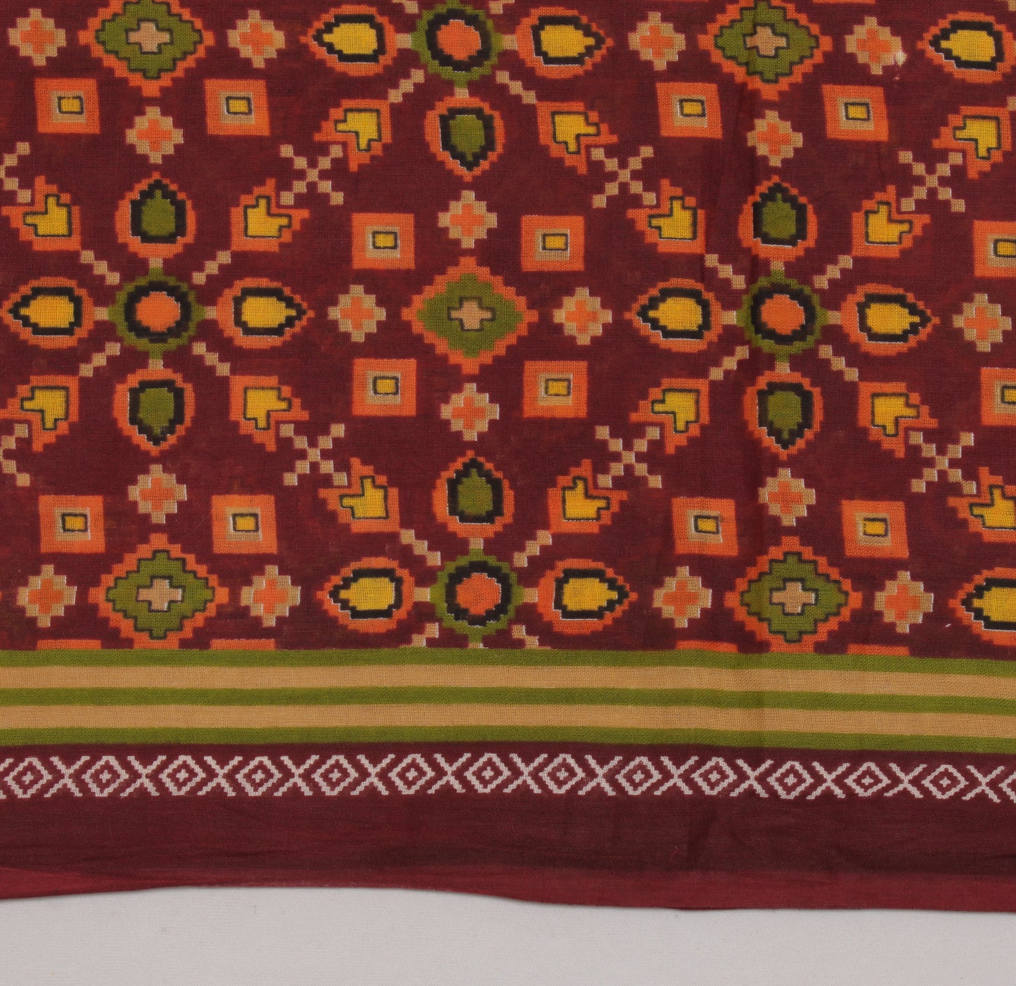 Sushila Vintage Maroon Indian Saree 100% Pure Cotton Printed 5 Yard Craft Fabric