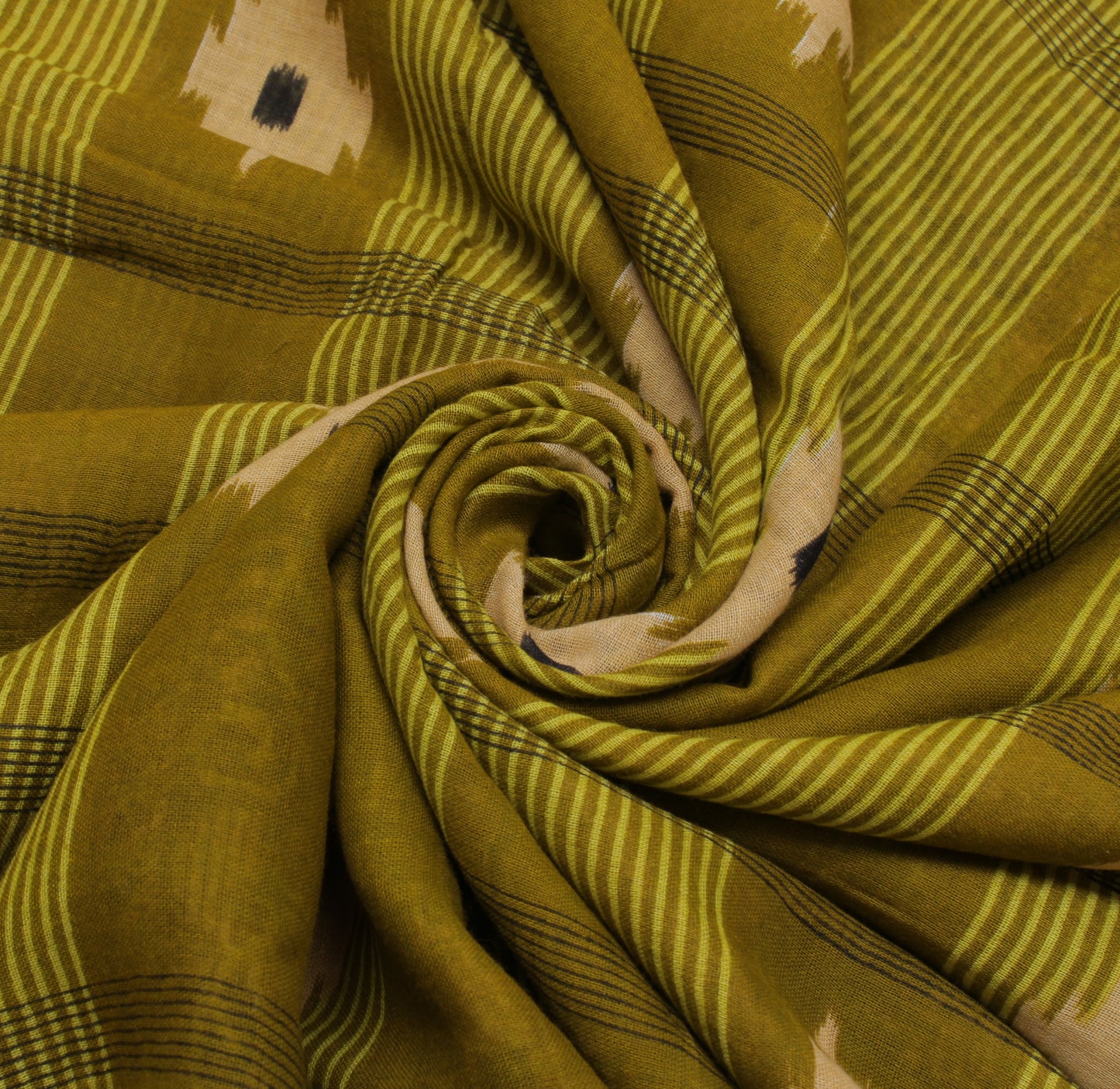 Sushila Vintage Green Saree 100% Pure Cotton Printed Check Soft Craft Fabric