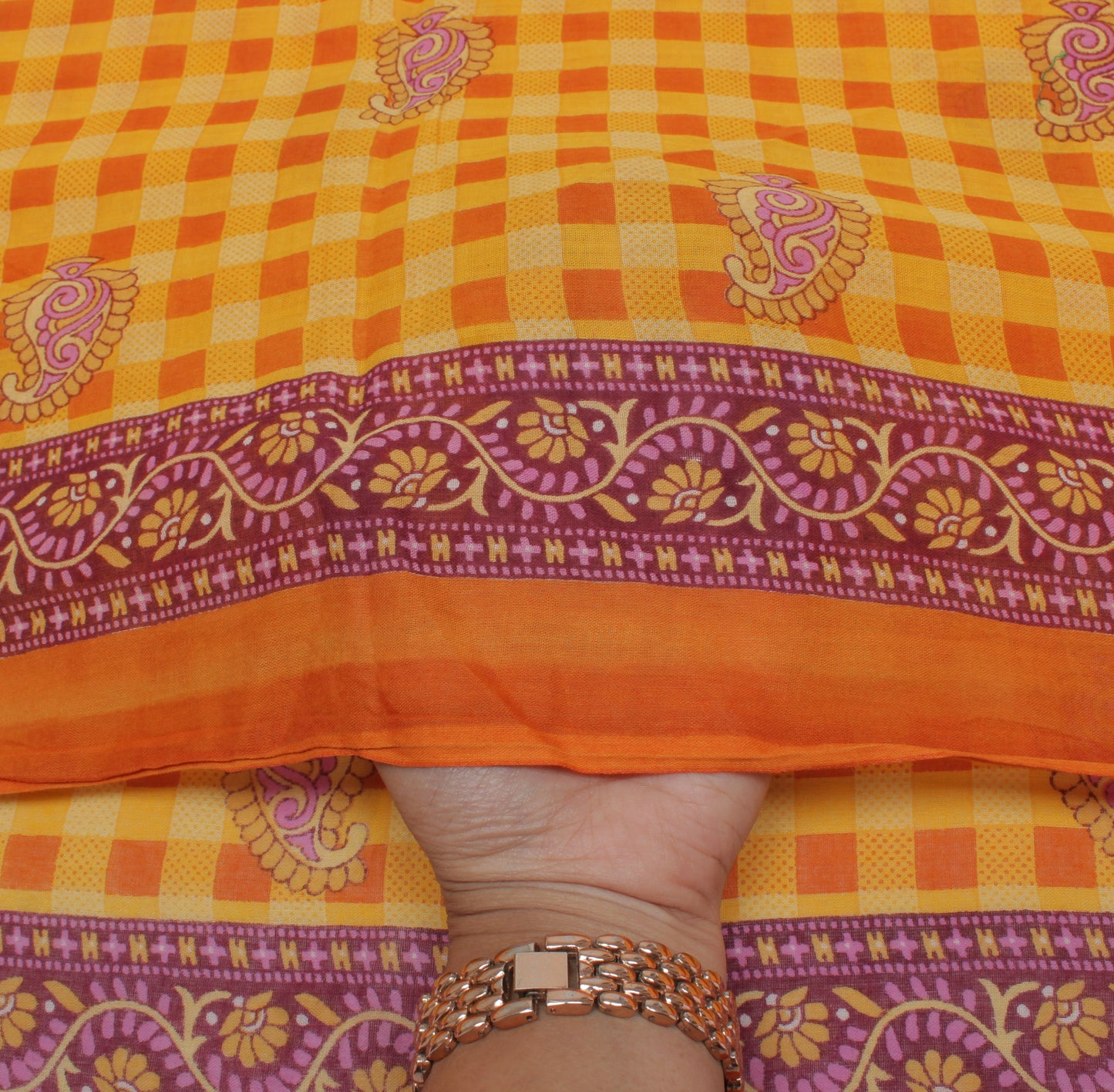 Sushila Vintage Yellow Saree 100% Pure Cotton Printed Floral Soft Craft Fabric