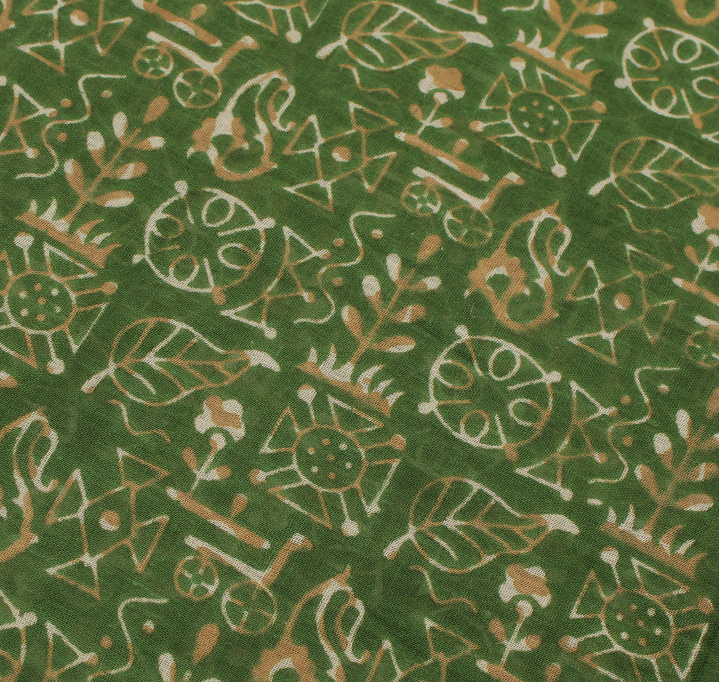 Sushila Vintage Green Saree 100% Pure Cotton Printed Abstract Soft Craft Fabric