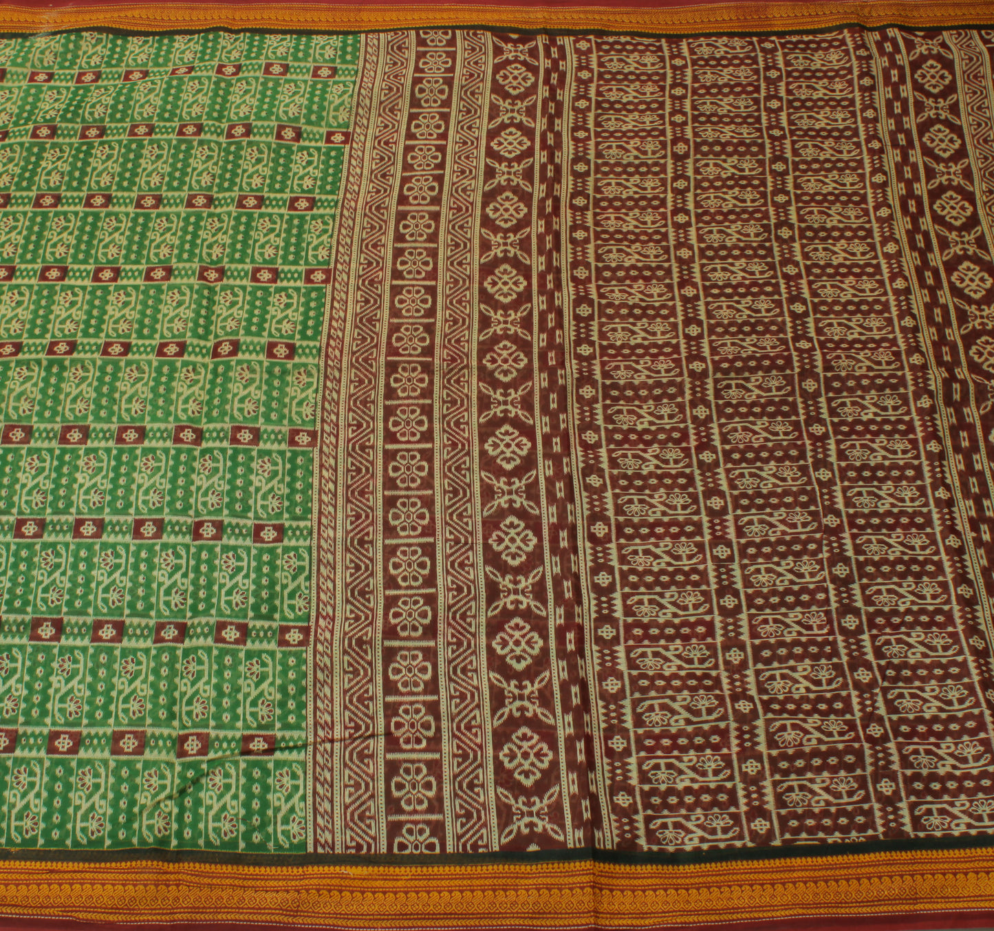 Sushila Vintage Green Saree 100% Pure Cotton Printed Floral Sheer Craft Fabric