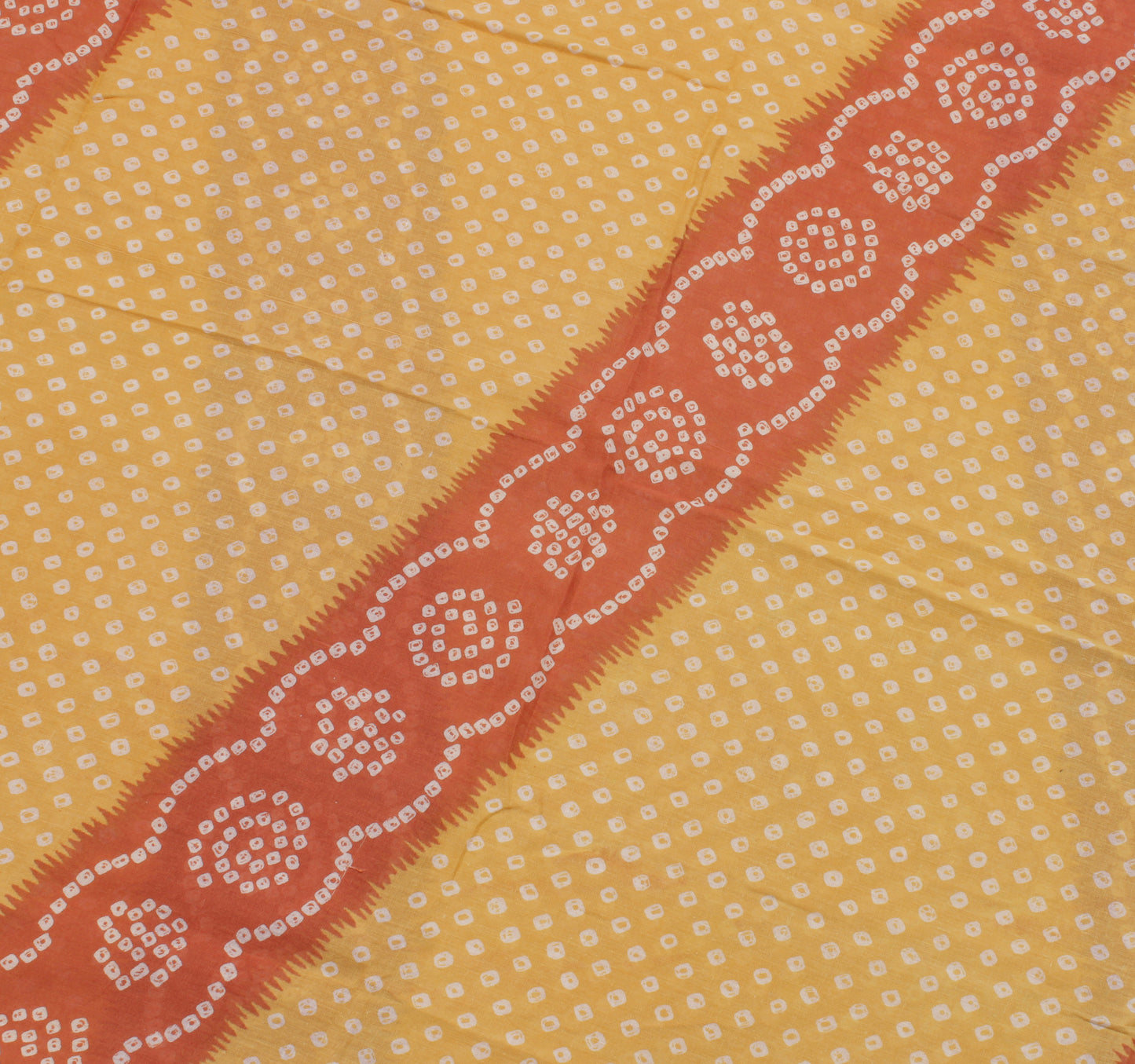 Sushila Vintage Yellow Saree 100% Pure Cotton Bandhani Printed Soft Craft Fabric