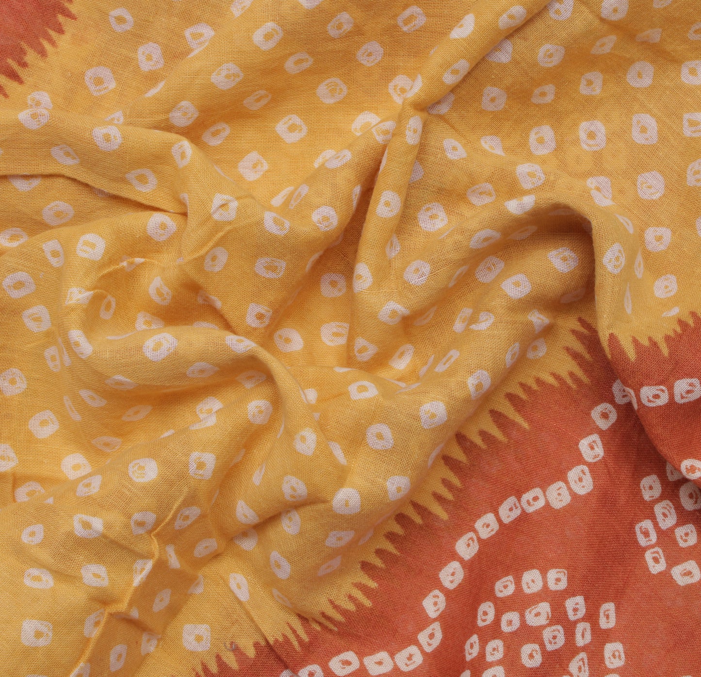 Sushila Vintage Yellow Saree 100% Pure Cotton Bandhani Printed Soft Craft Fabric