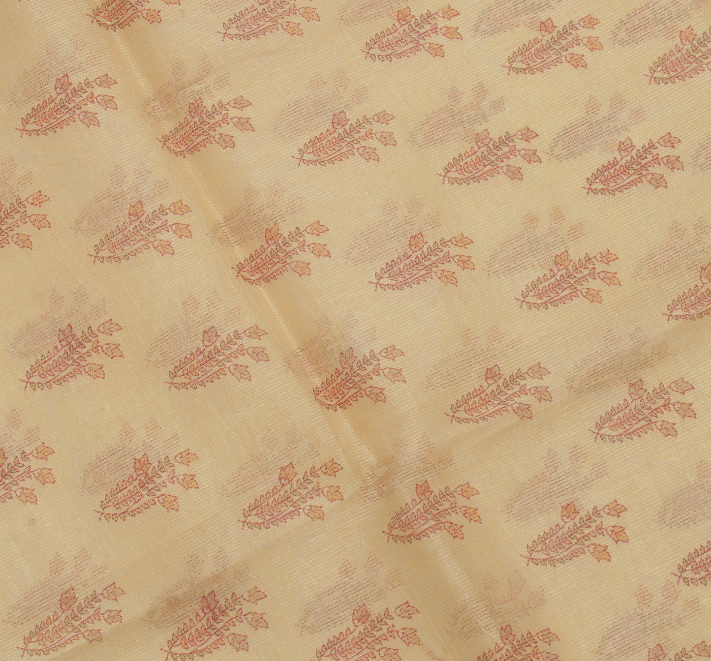 Sushila Vintage Cream Indian Saree Blend Cotton Printed Floral Craft Fabric