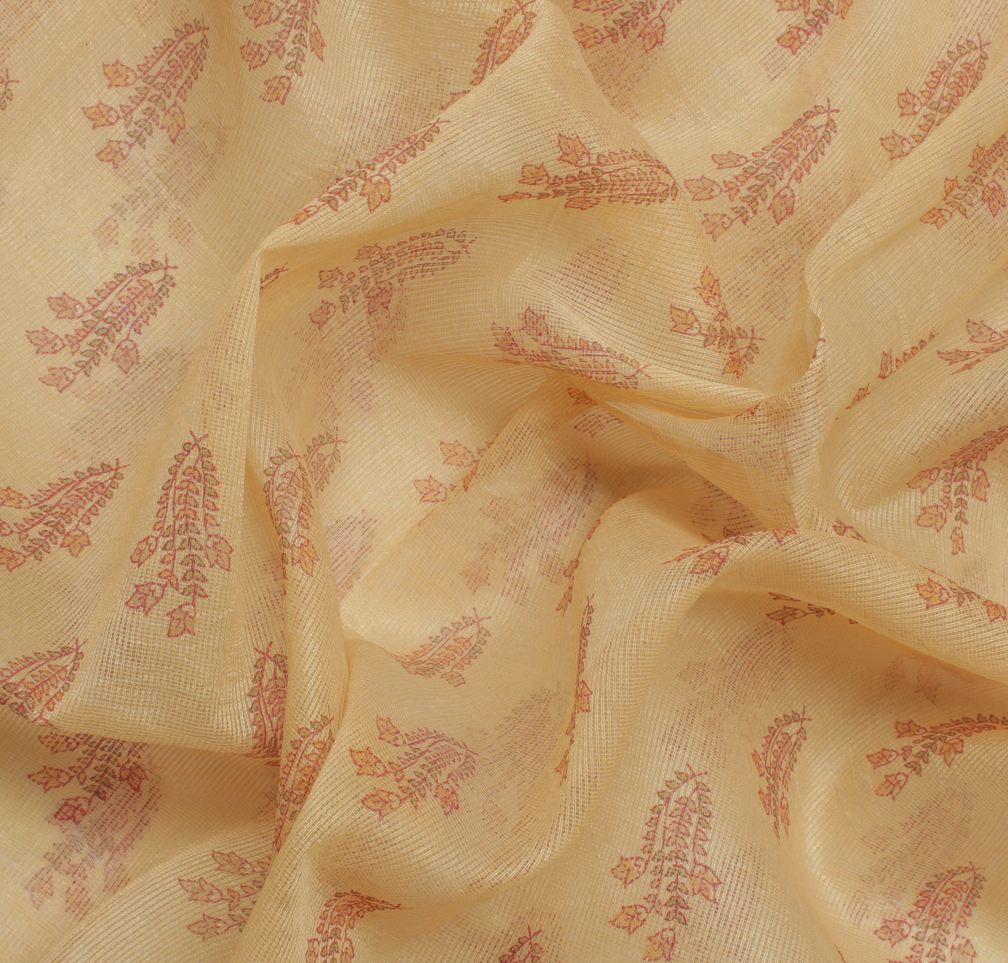 Sushila Vintage Cream Indian Saree Blend Cotton Printed Floral Craft Fabric