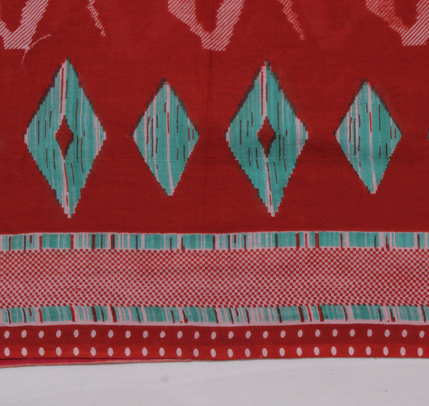 Sushila Vintage Red Indian Saree 100% Pure Cotton Printed  Soft Craft Fabric