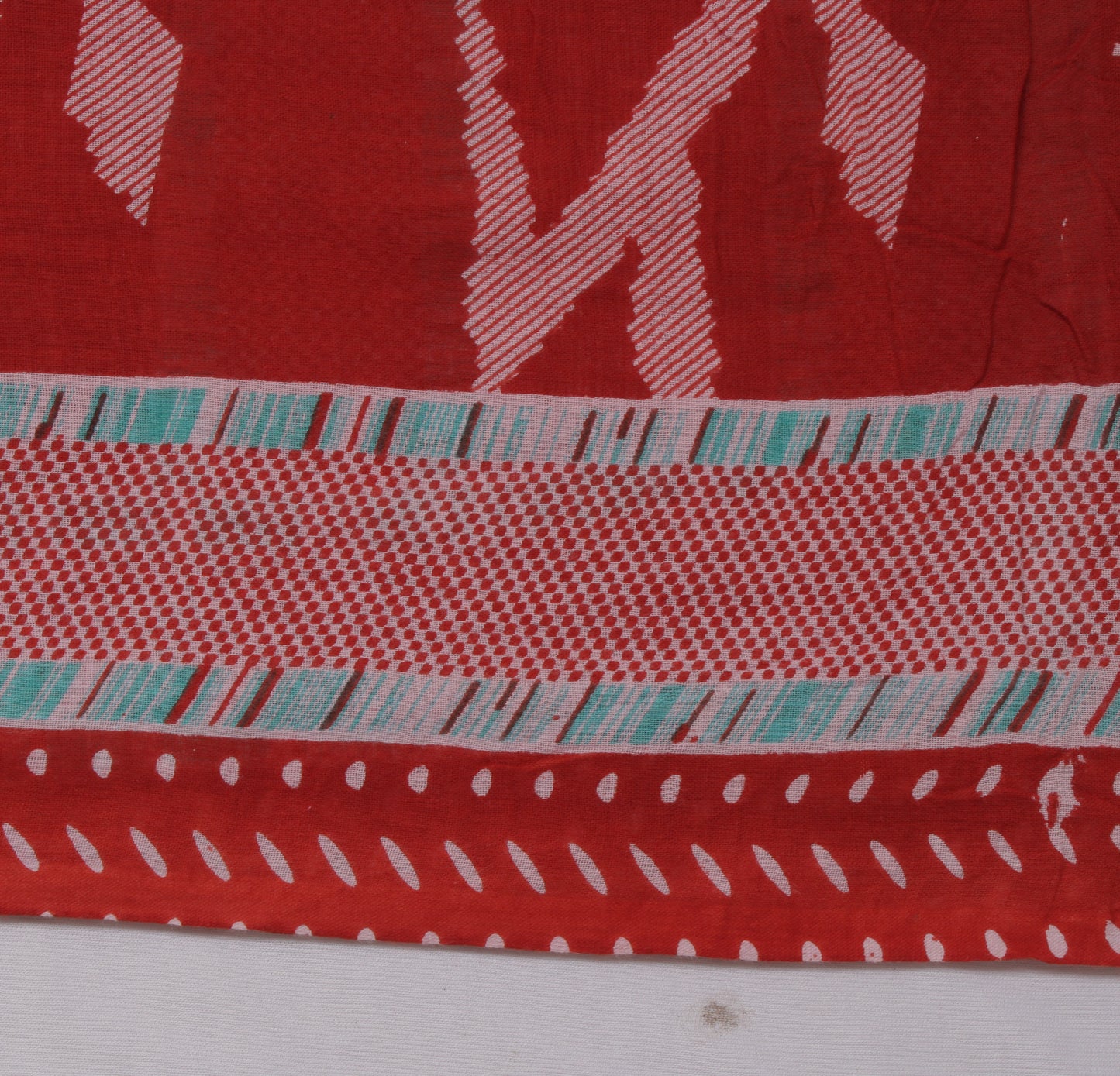 Sushila Vintage Red Indian Saree 100% Pure Cotton Printed  Soft Craft Fabric