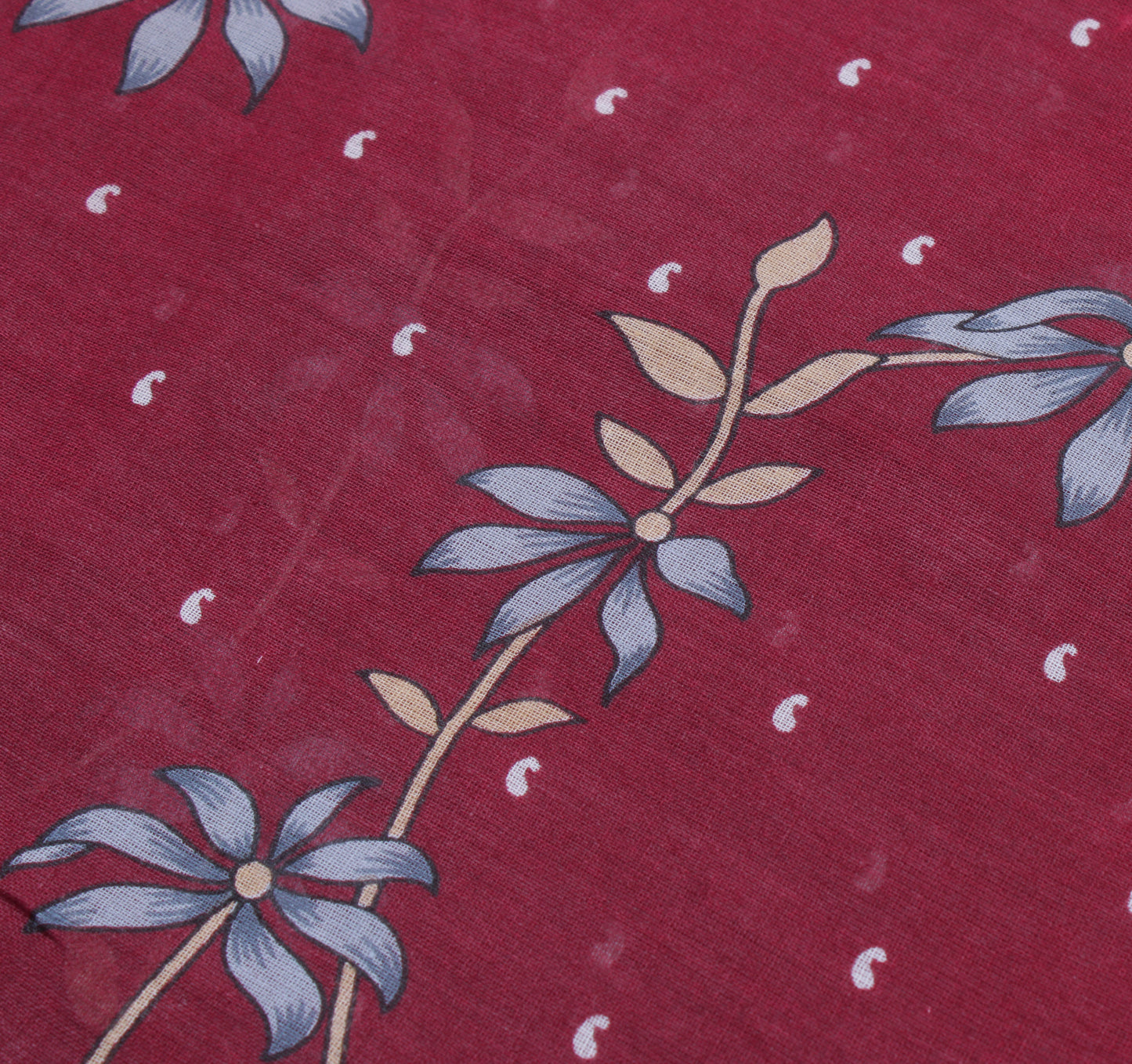 Sushila Vintage Maroon Saree 100% Pure Cotton Printed Floral Soft Craft Fabric