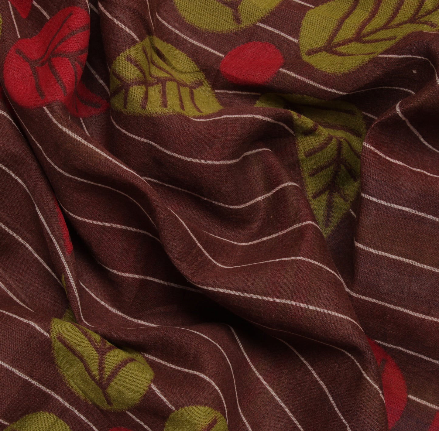 Sushila Vintage Brown Saree 100% Pure Cotton Printed Floral Soft Craft Fabric