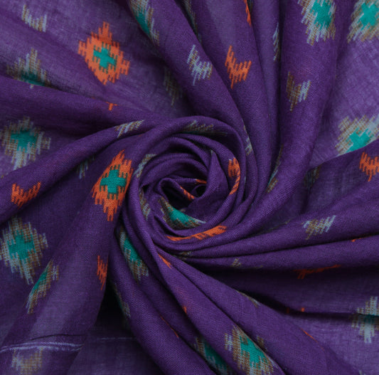 Sushila Vintage Purple Saree 100% Pure Cotton Printed Soft 5 Yard Craft Fabric