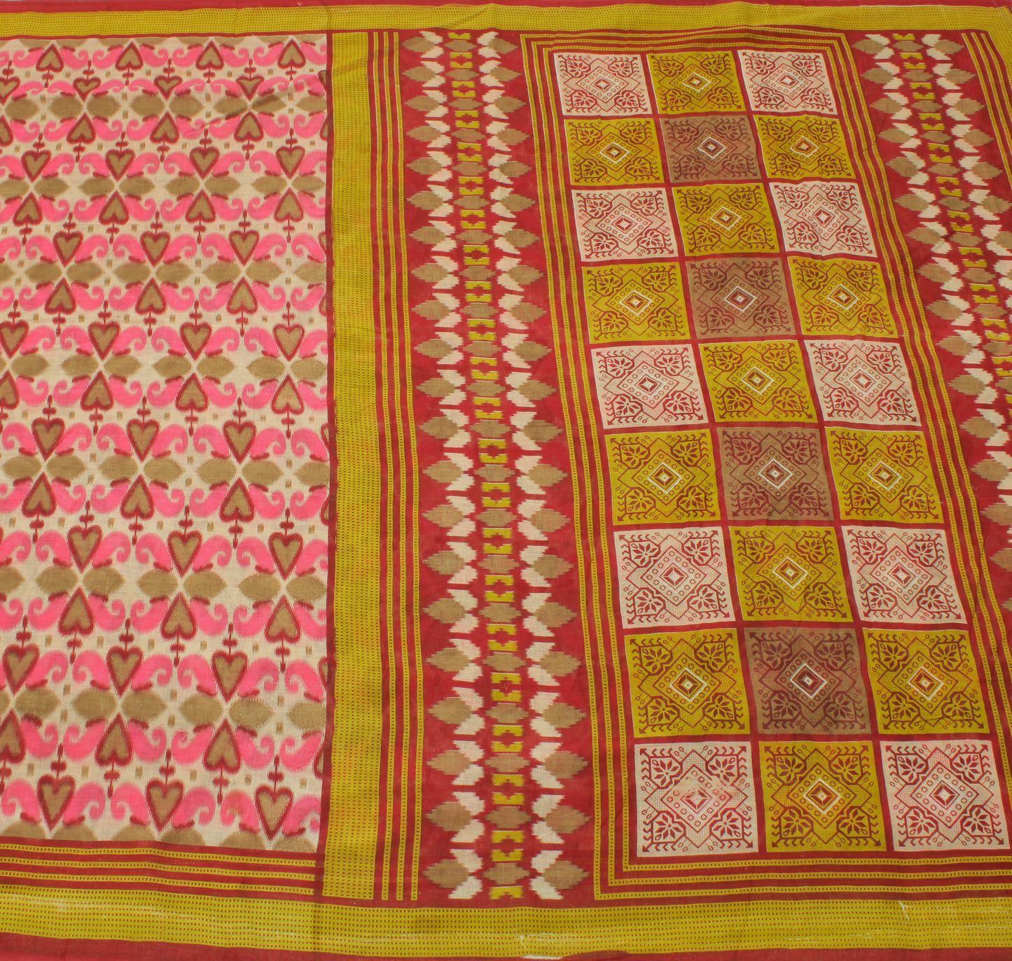 Sushila Vintage Cream Indian Saree 100% Pure Cotton Printed Soft Craft Fabric