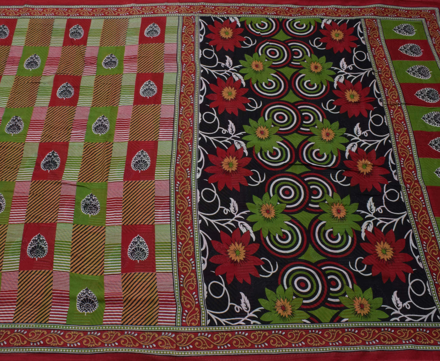 Sushila Vintage Multi-Color Saree Pure Cotton Printed 5 Yard Soft Craft Fabric