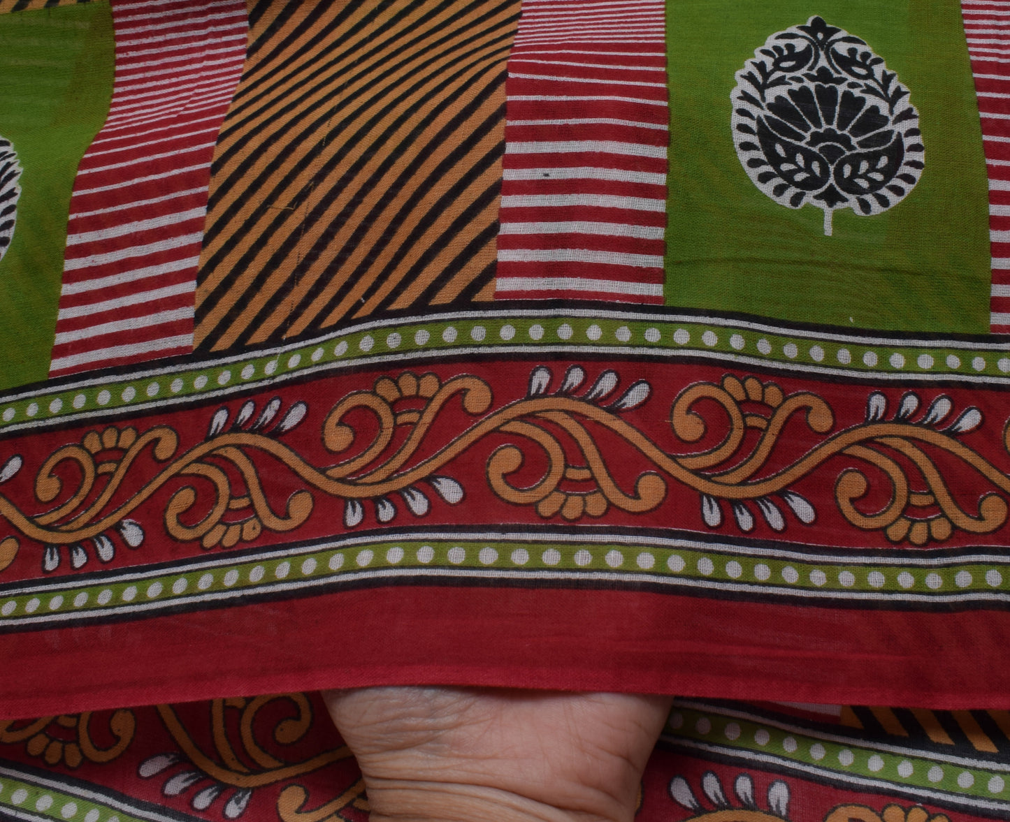 Sushila Vintage Multi-Color Saree Pure Cotton Printed 5 Yard Soft Craft Fabric