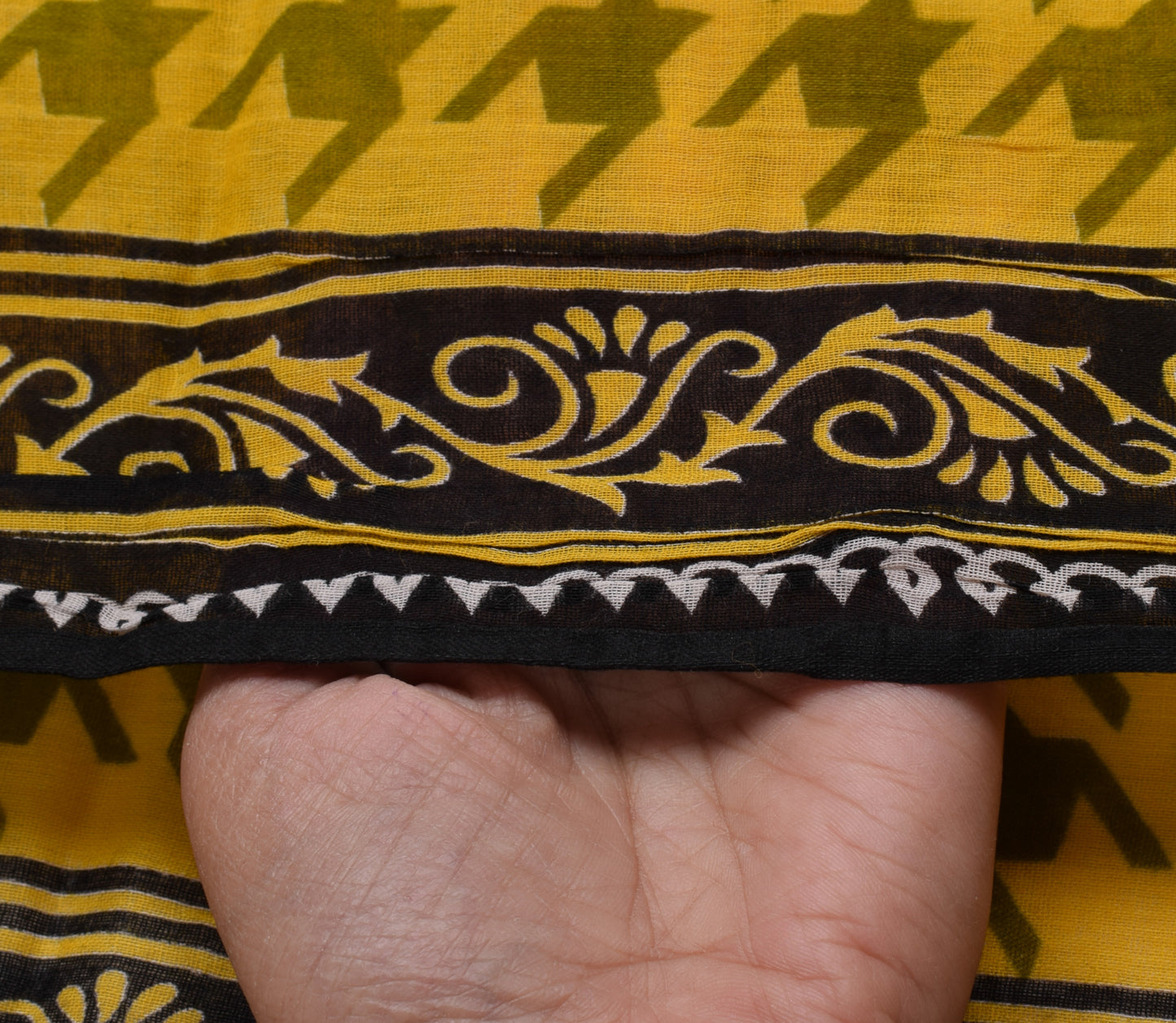 Sushila Vintage Yellow Indian Saree 100% Pure Cotton Printed Soft Craft Fabric