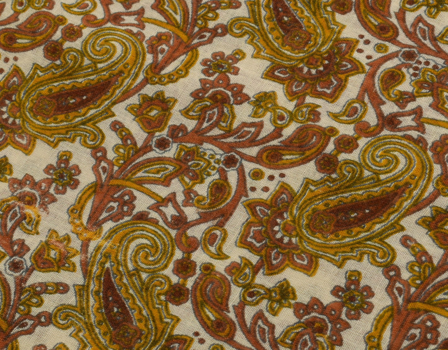 Sushila Vintage Cream Saree 100% Pure Cotton Printed Paisley Soft Craft Fabric