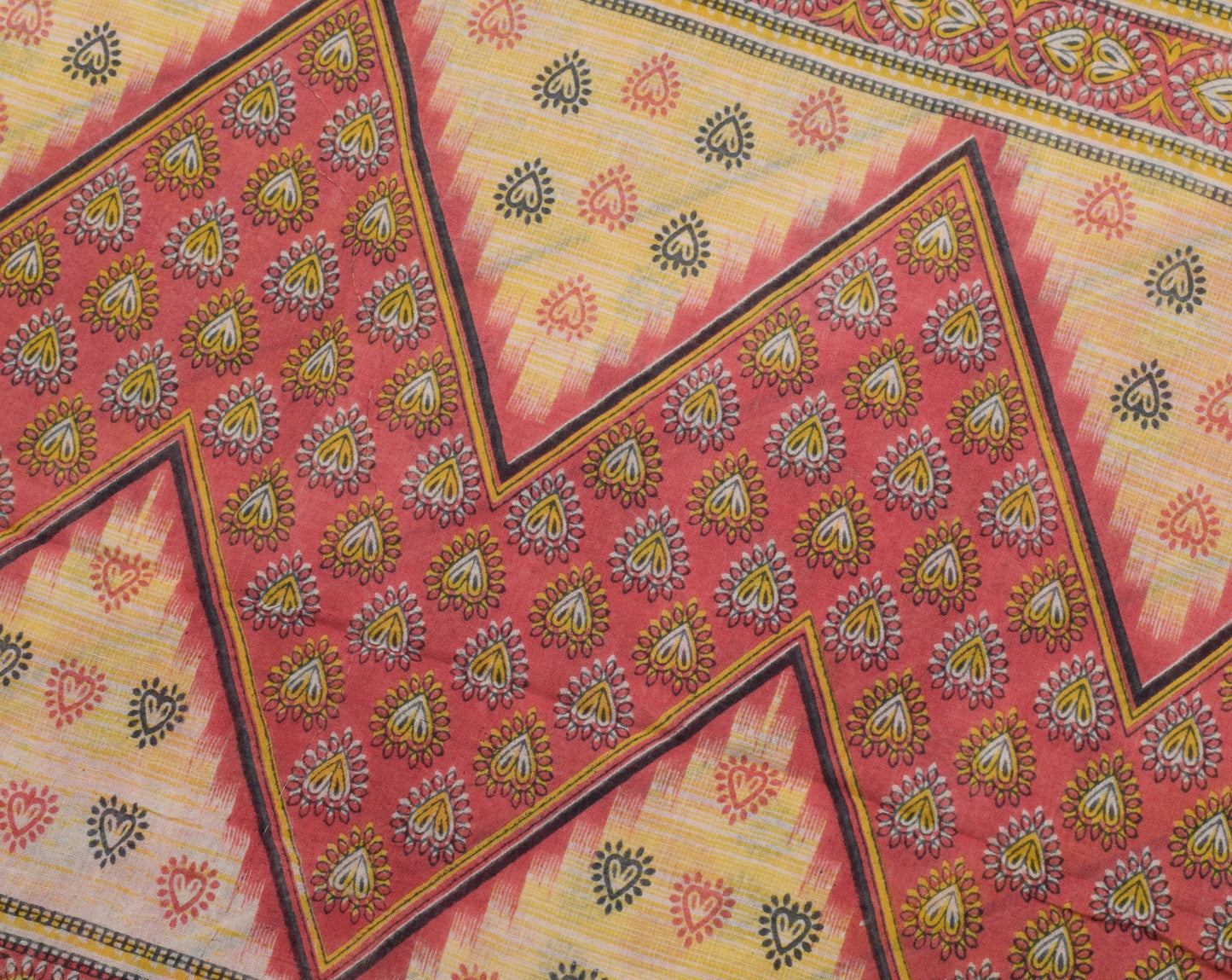 Sushila Vintage Indian Saree 100% Pure Cotton Floral 5 Yard Soft Craft Fabric