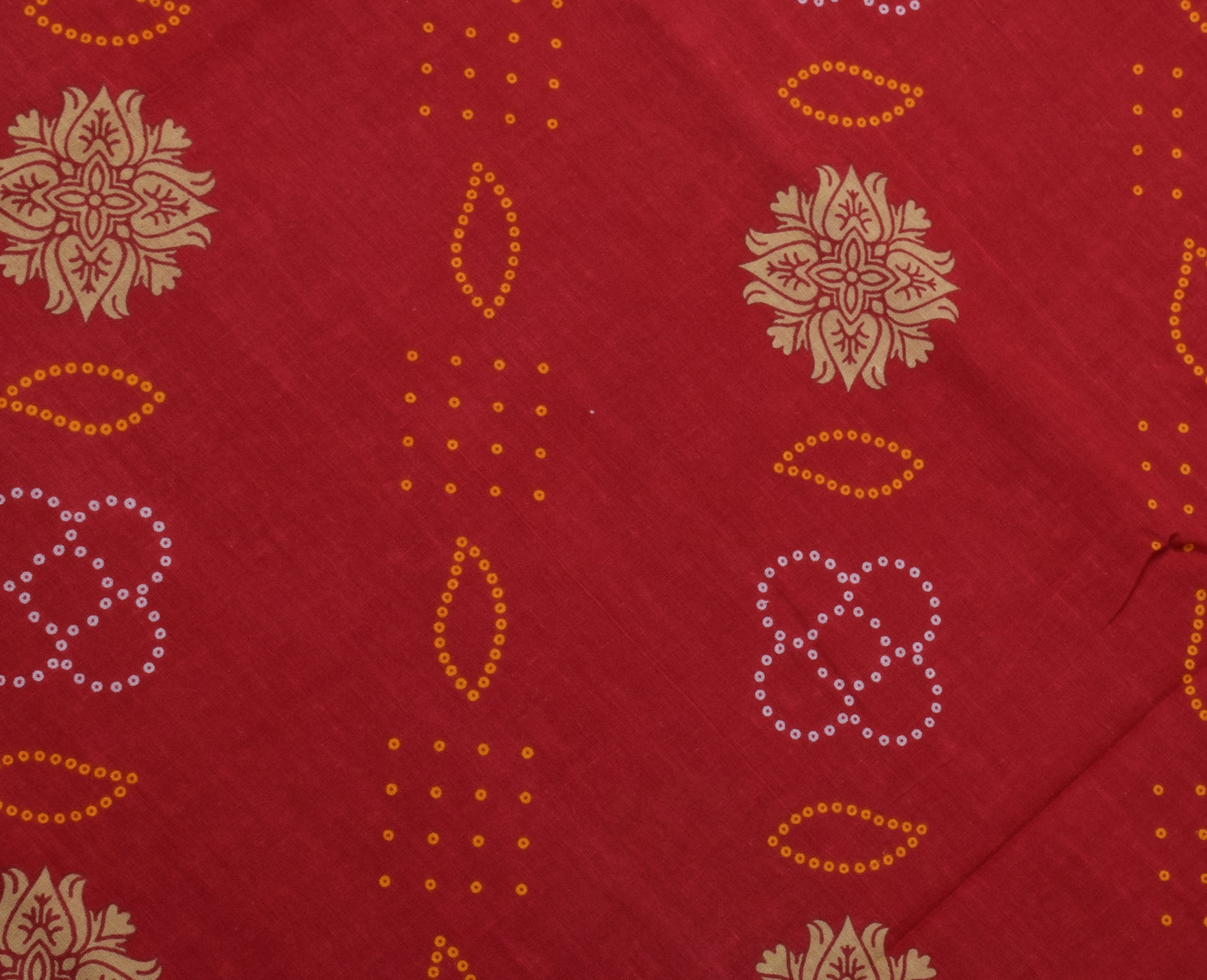 Sushila Vintage Red Saree 100% Pure Cotton Printed Floral 5 YD Soft Craft Fabric