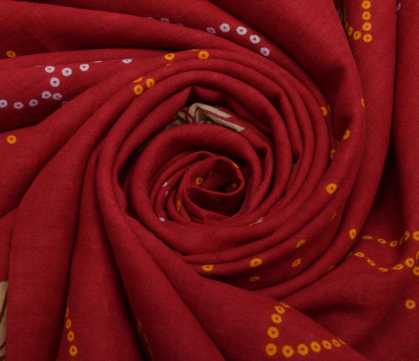 Sushila Vintage Red Saree 100% Pure Cotton Printed Floral 5 YD Soft Craft Fabric