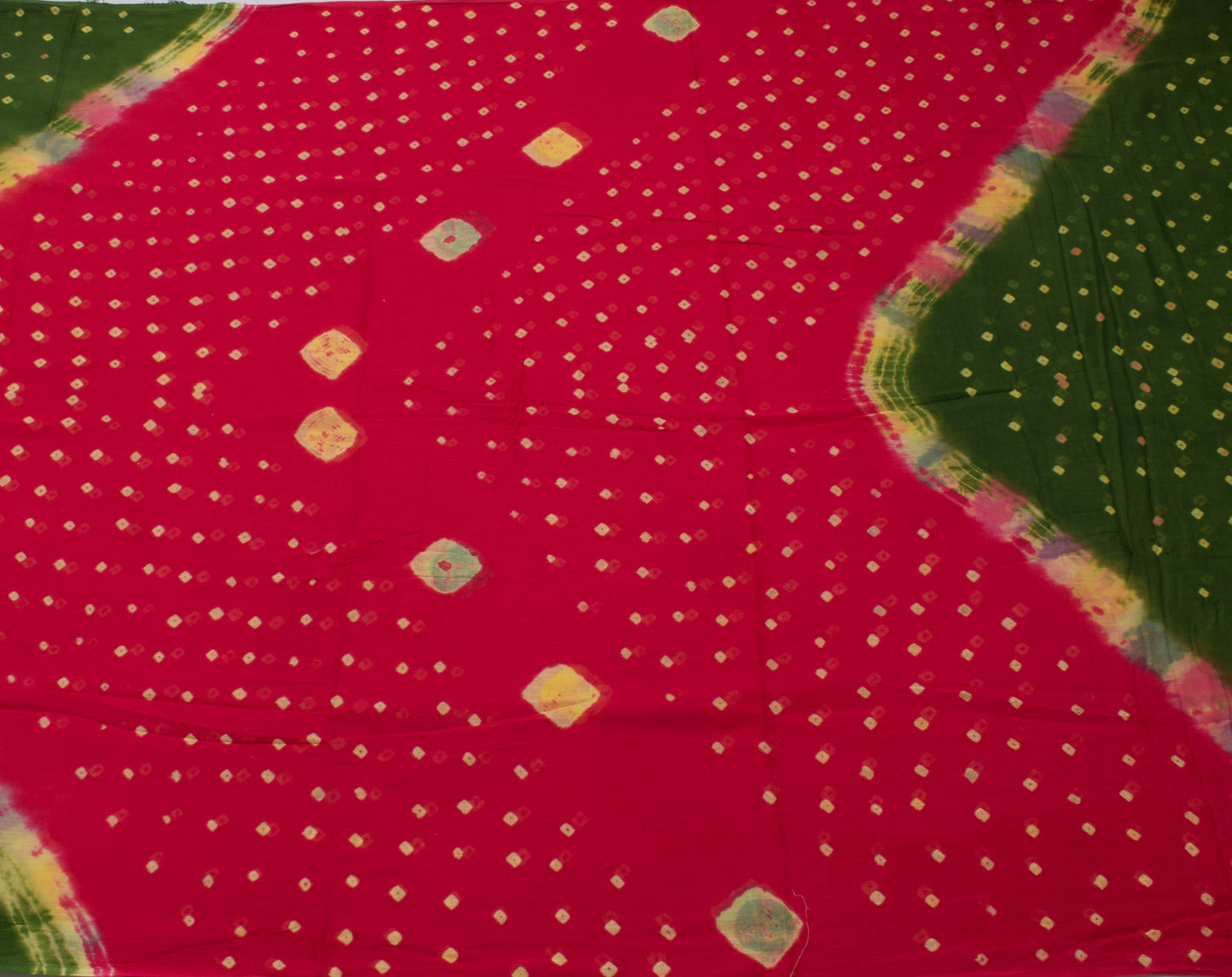 Sushila Vintage Indian Saree 100% Pure Cotton Bandhani Printed Soft Craft Fabric