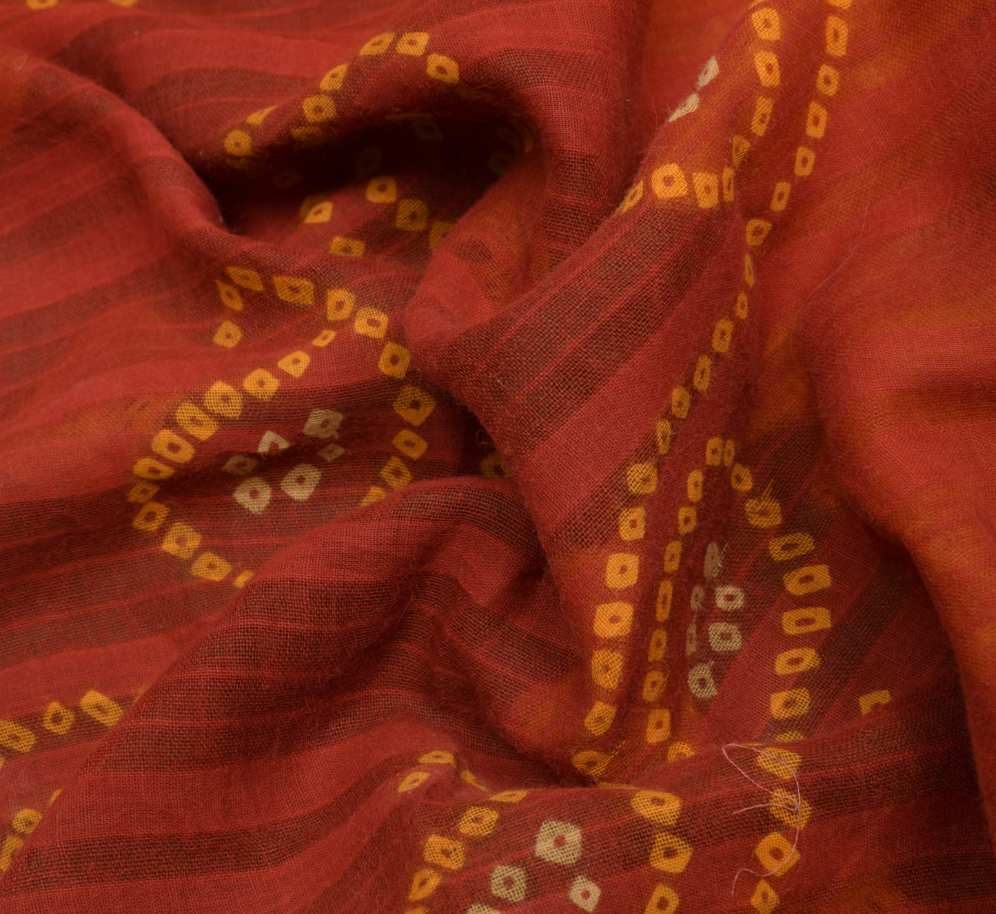 Sushila Vintage Maroon Saree 100% Pure Cotton Bandhani Printed Soft Craft Fabric