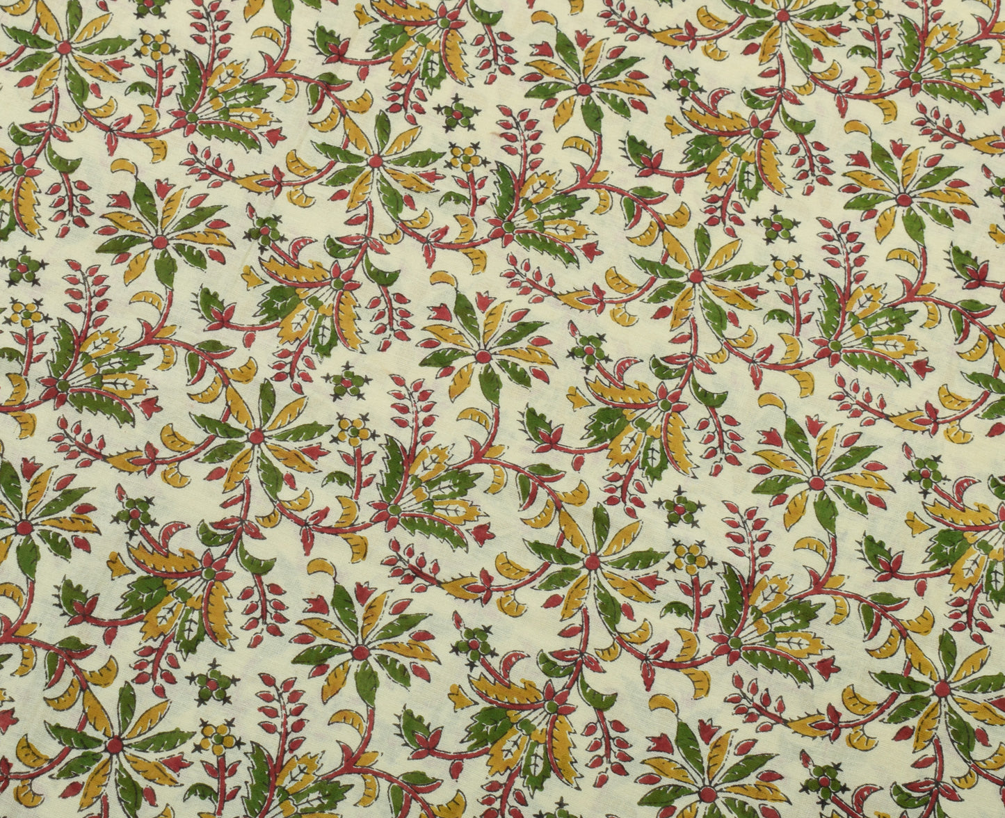 Sushila Vintage Cream Saree 100% Pure Cotton Printed Floral Soft Craft Fabric