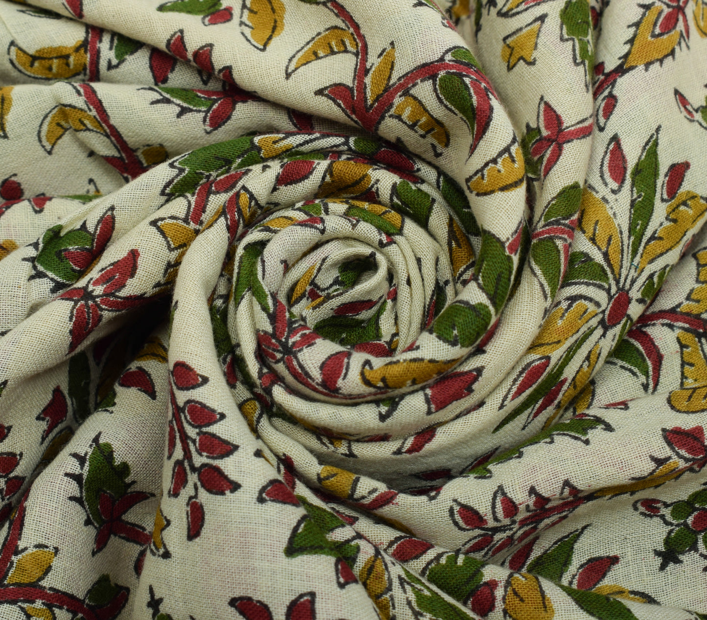 Sushila Vintage Cream Saree 100% Pure Cotton Printed Floral Soft Craft Fabric