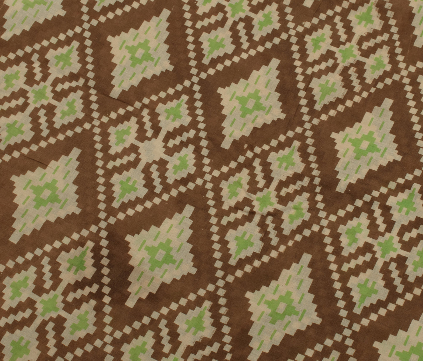 Sushila Vintage Brown Saree 100% Pure Cotton Printed 5 Yard Soft Craft Fabric