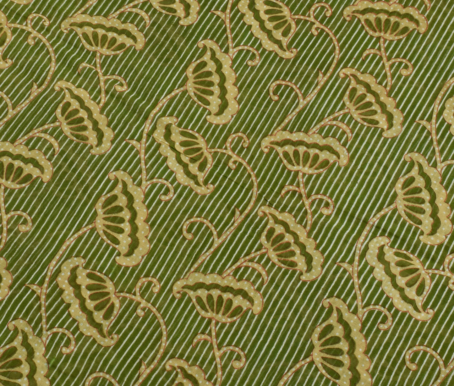 Sushila Vintage Green Saree 100% Pure Cotton Printed Floral Soft Craft Fabric